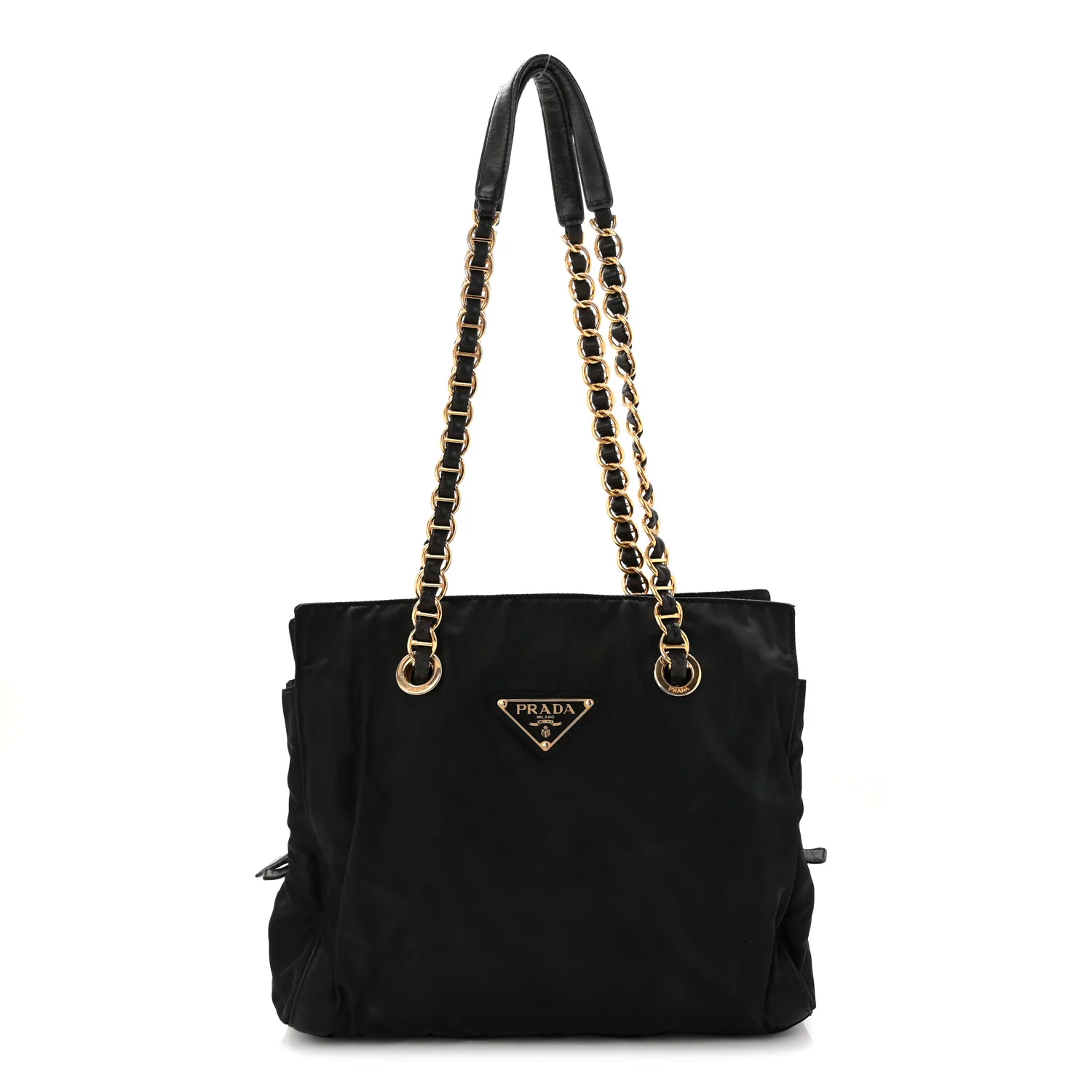 Tessuto Nylon Catena Chain Shoulder Bag Black