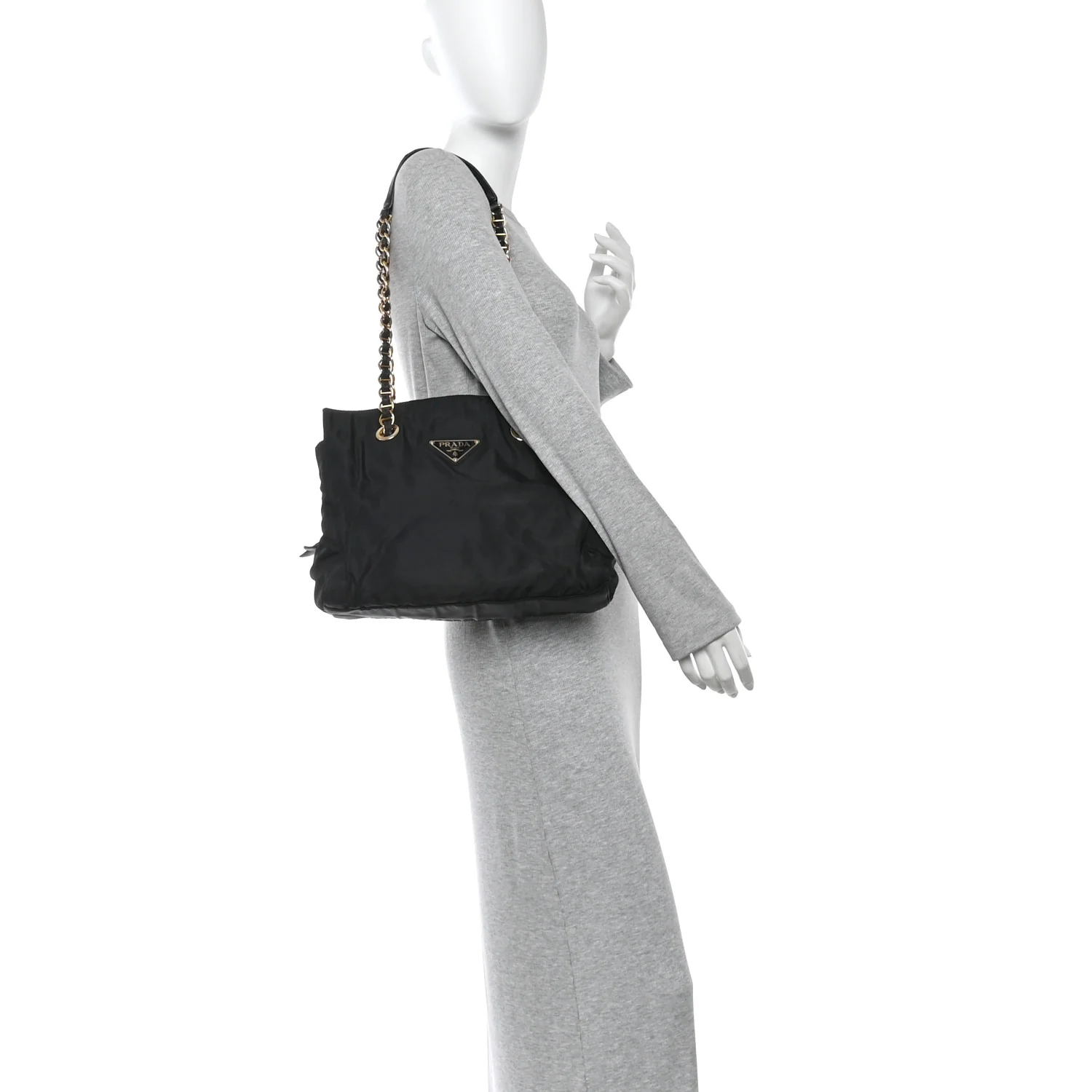 Tessuto Nylon Catena Chain Shoulder Bag Black - Image 2