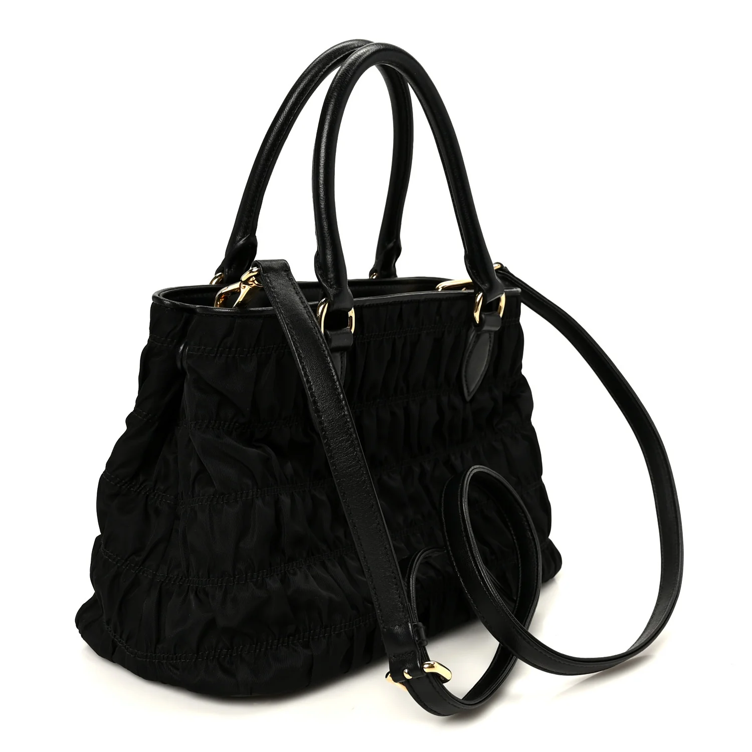 Tessuto Nylon Gaufre Small Tote Black - Image 3