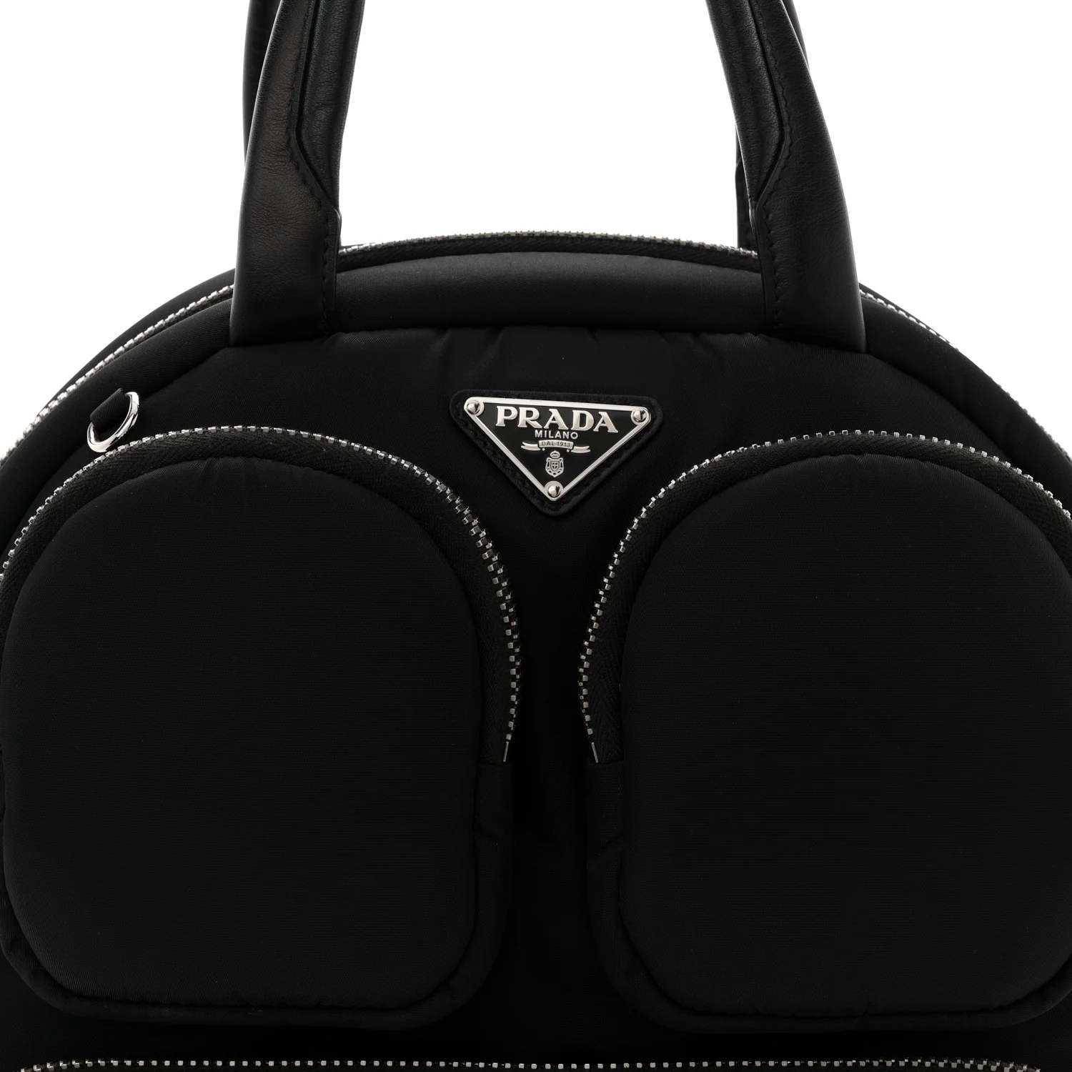 Tessuto Nylon Pocket Cargo Top Handle Bag Black Fuoco - Image 8