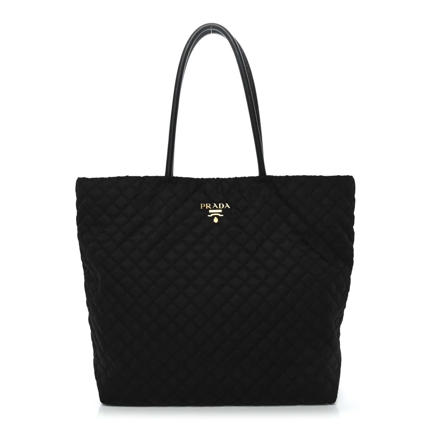 Tessuto Nylon Quilted Shopping Tote Black
