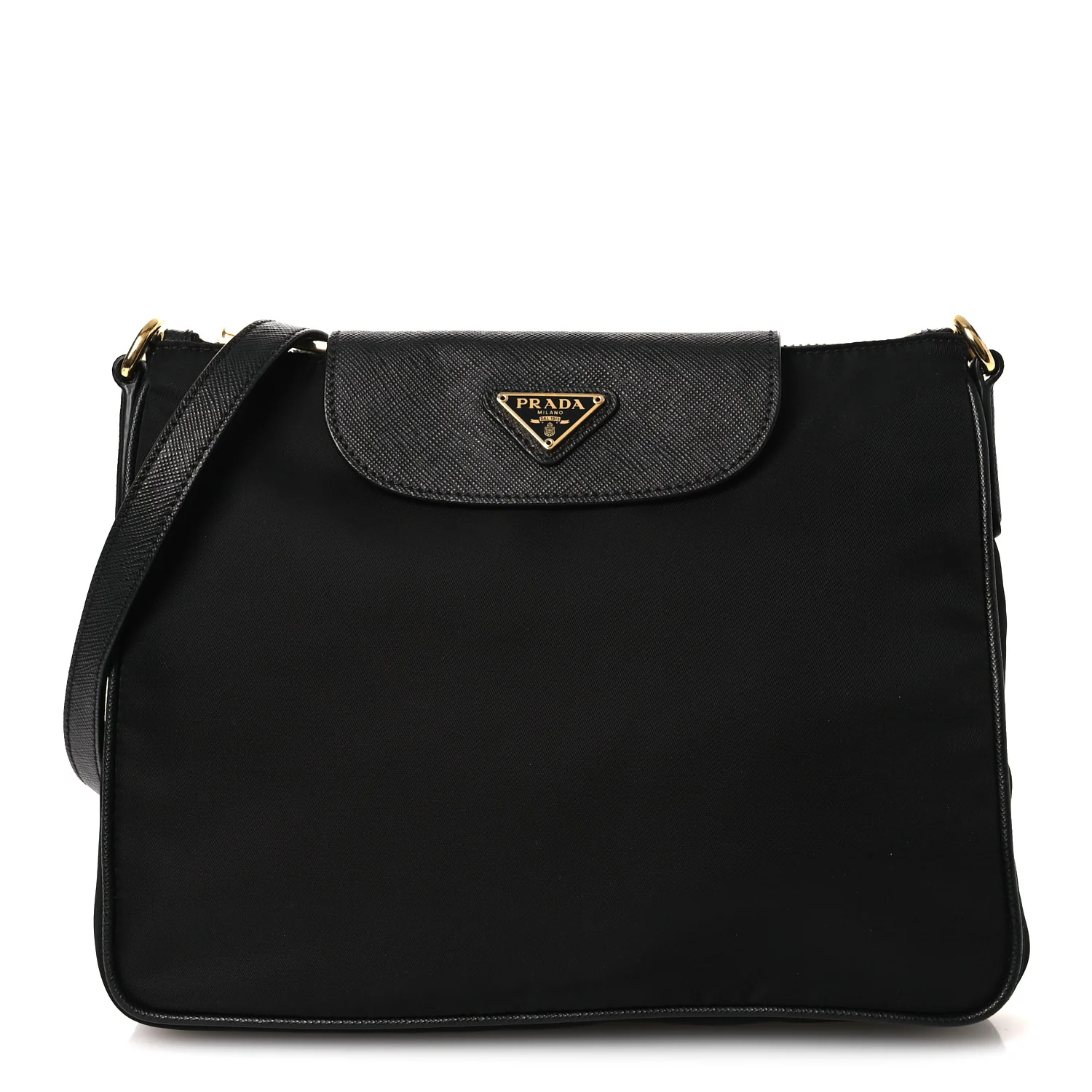 Tessuto Nylon Saffiano Crossbody Bag Black