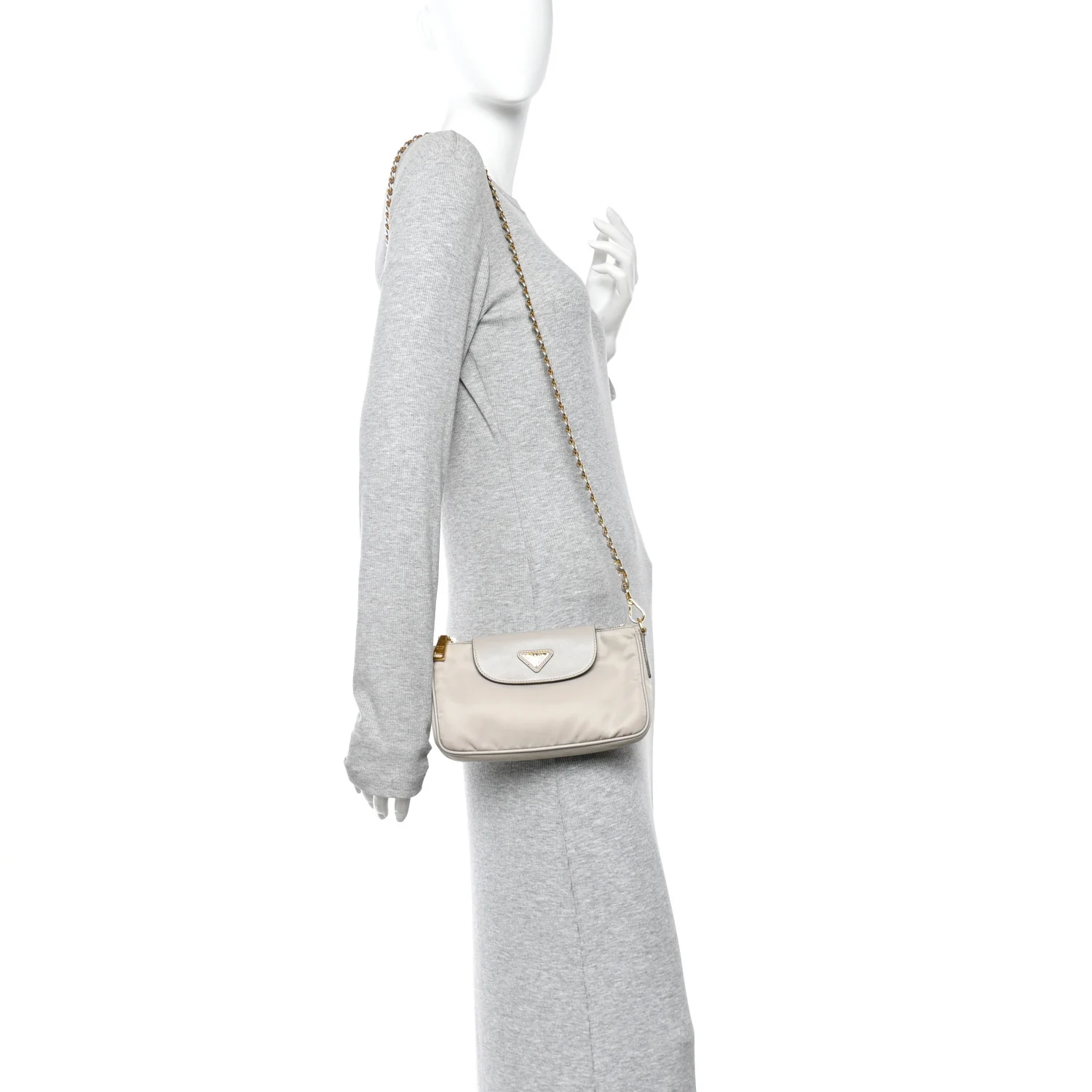 Tessuto Nylon Saffiano Crossbody Bag Pomice - Image 2