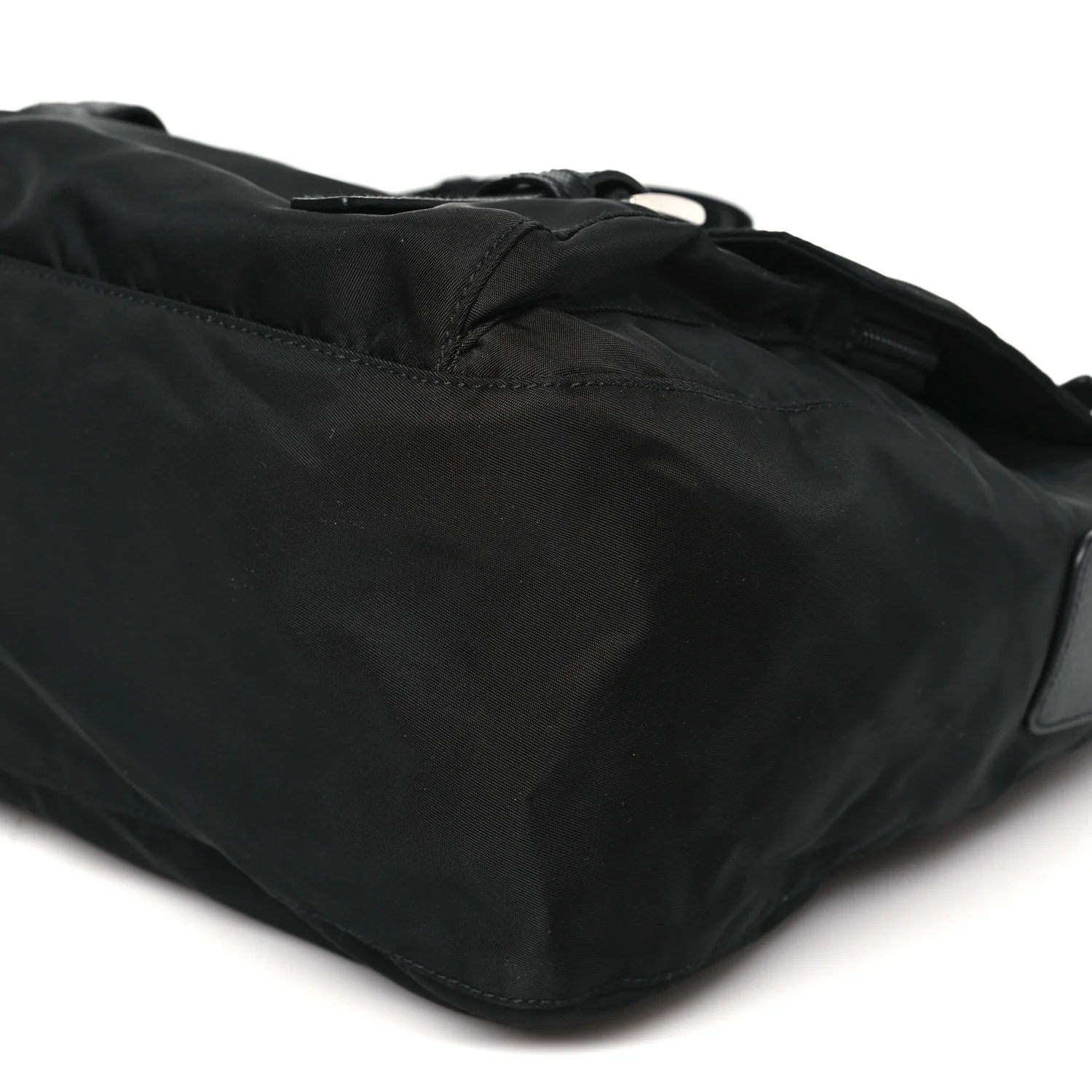 Tessuto Nylon Saffiano Double Buckle Messenger Shoulder Bag Black - Image 9