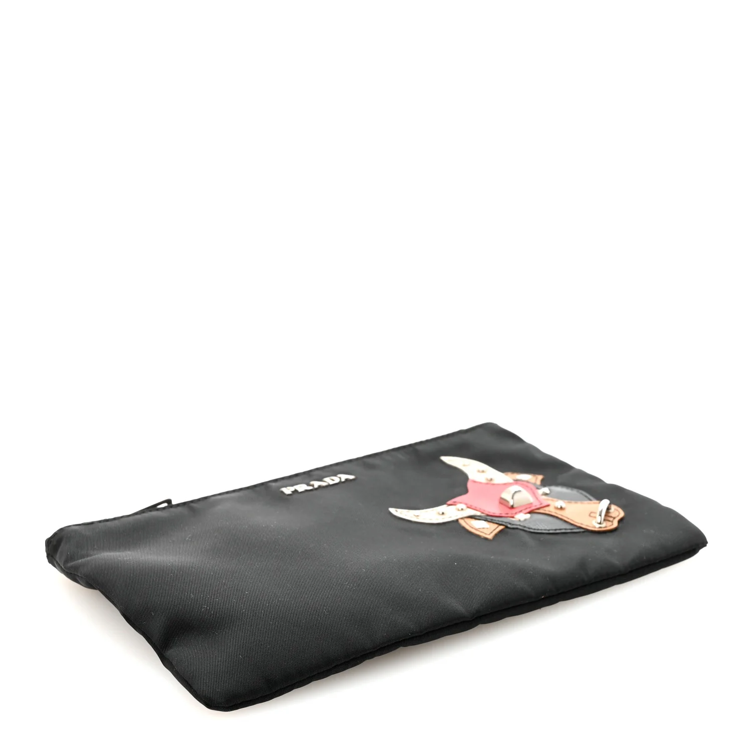 Tessuto Nylon Saffiano Taurus Zip Pouch Black - Image 4