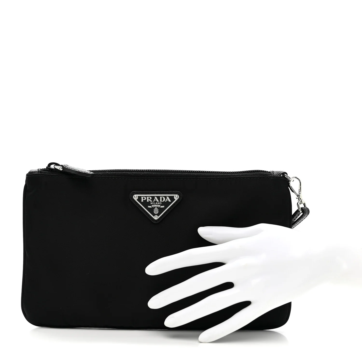 Tessuto Nylon Saffiano Wristlet Black - Image 2