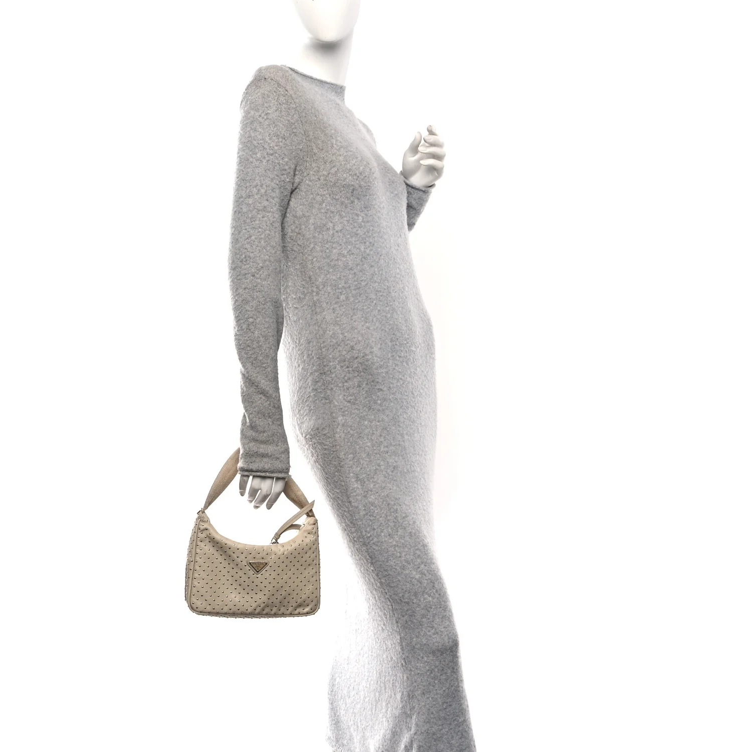 Tessuto Nylon Studded Mini Re-Edition Bag Deserto - Image 2