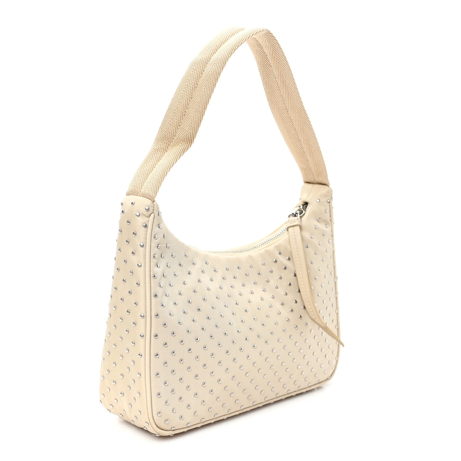 Tessuto Nylon Studded Mini Re-Edition Bag Deserto - Image 3