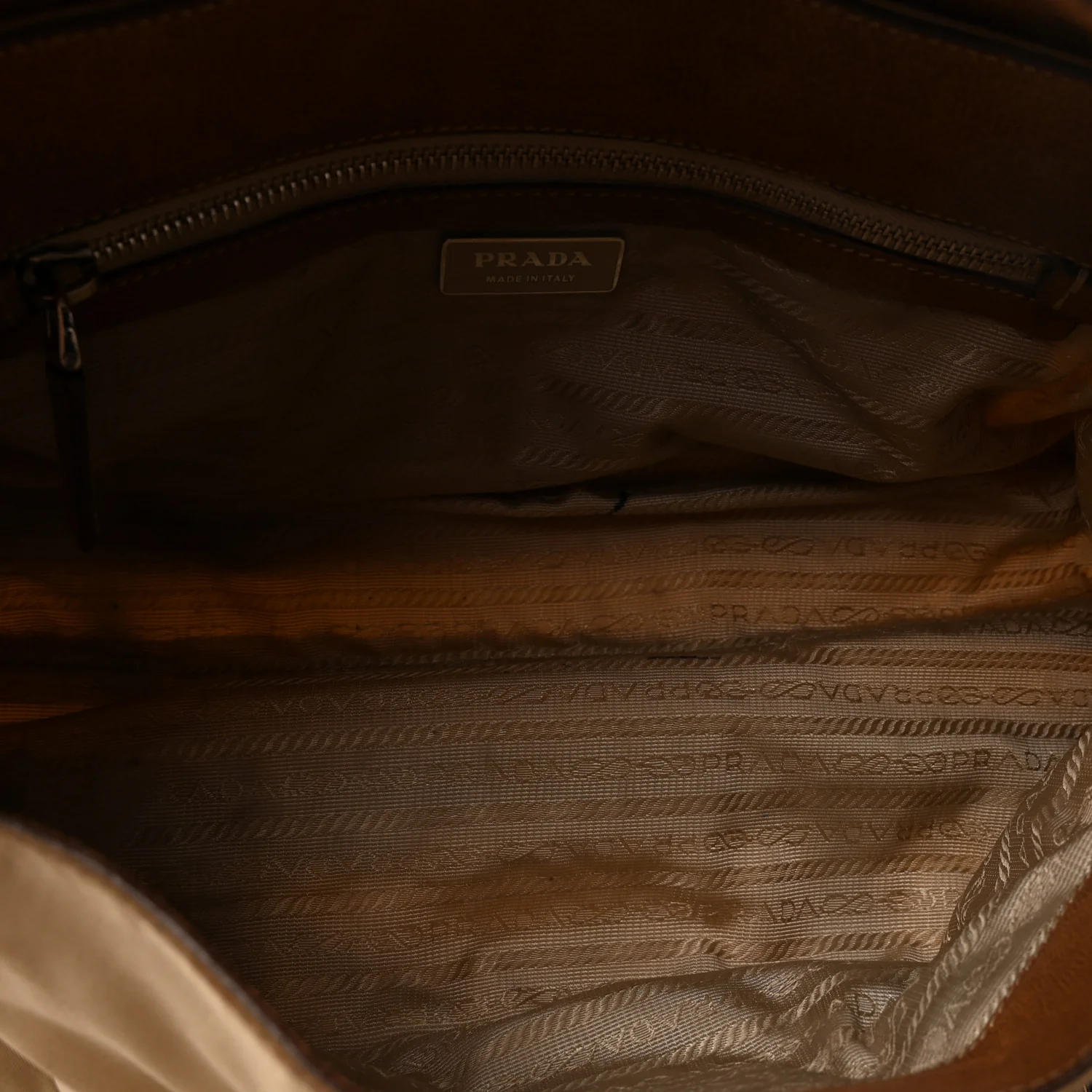 Tessuto Nylon Vitello Foldover Pushlock Satchel Beige - Image 6