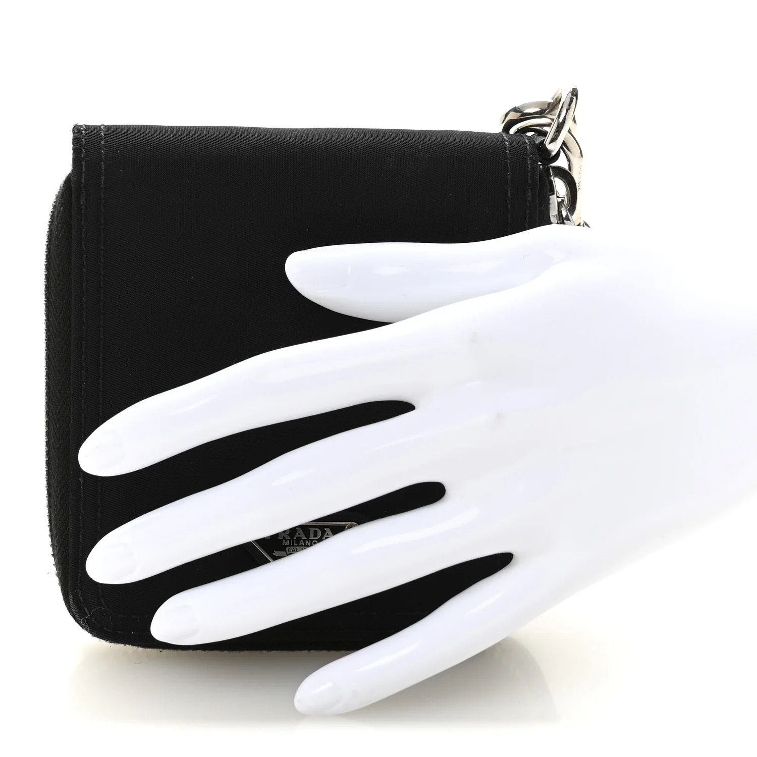 Tessuto Nylon Zip Around Wallet On Strap Black - Image 2