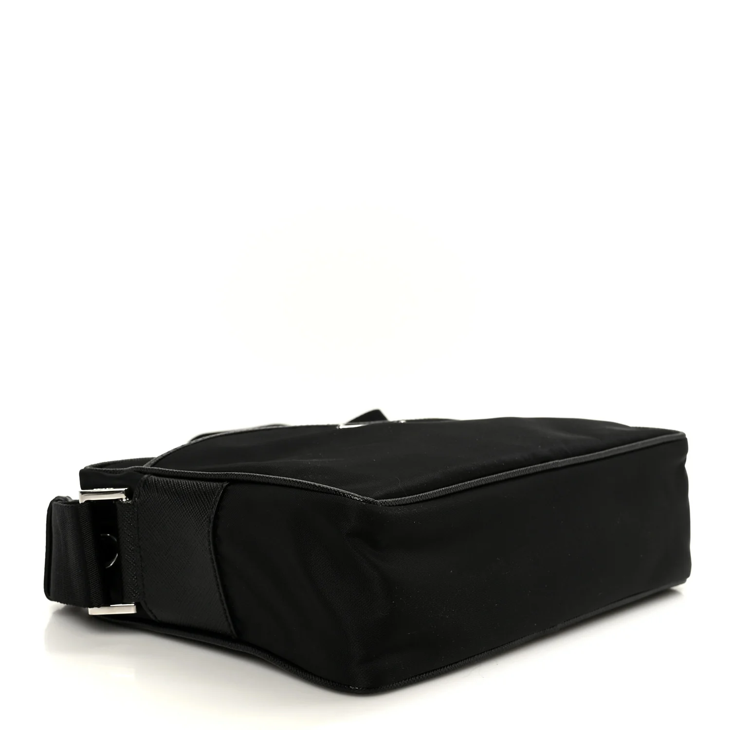 Tessuto Saffiano Pocket Double Zip Shoulder Bag Black - Image 4