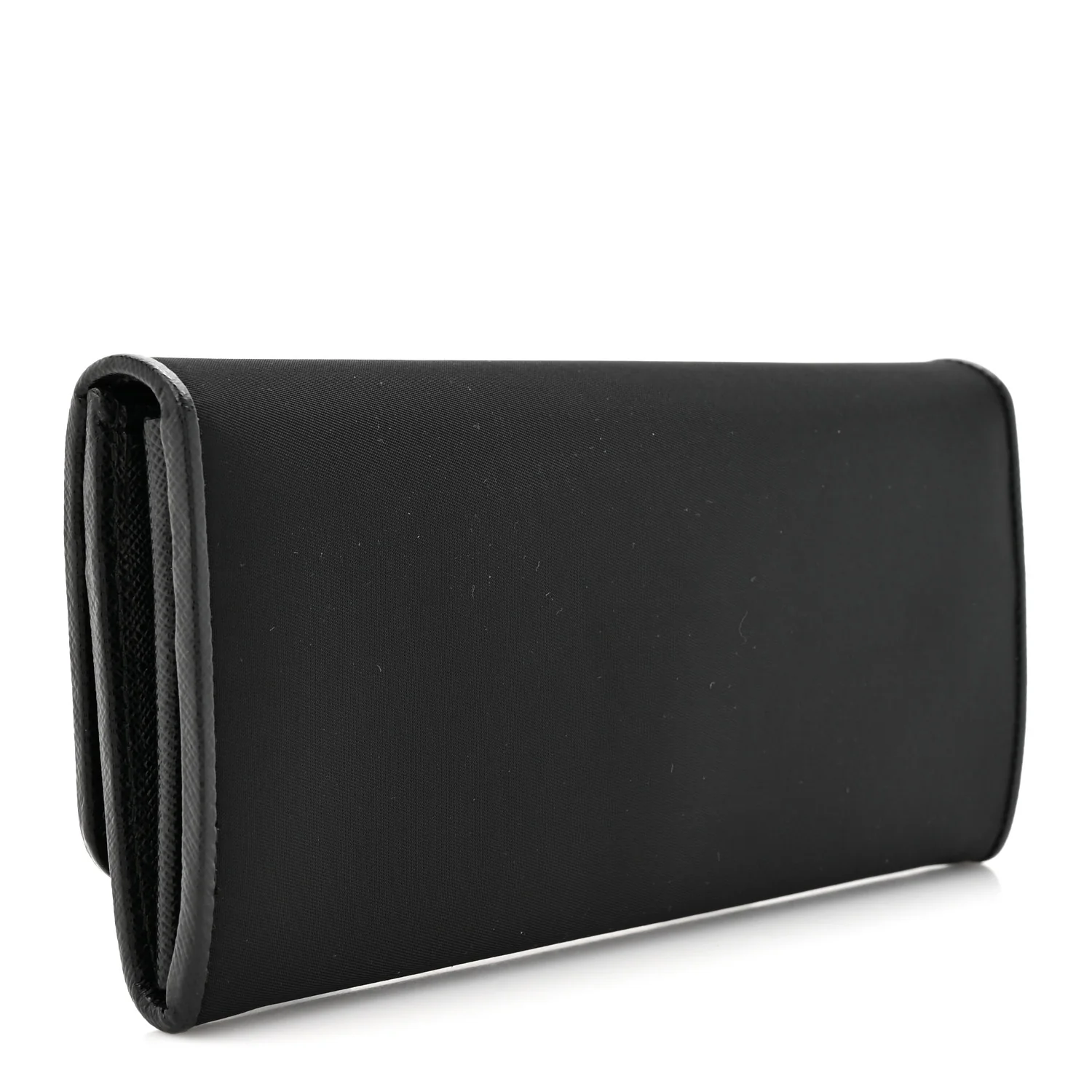 Tessuto Saffiano Triangle Logo Continental Flap Travel Wallet Black - Image 3