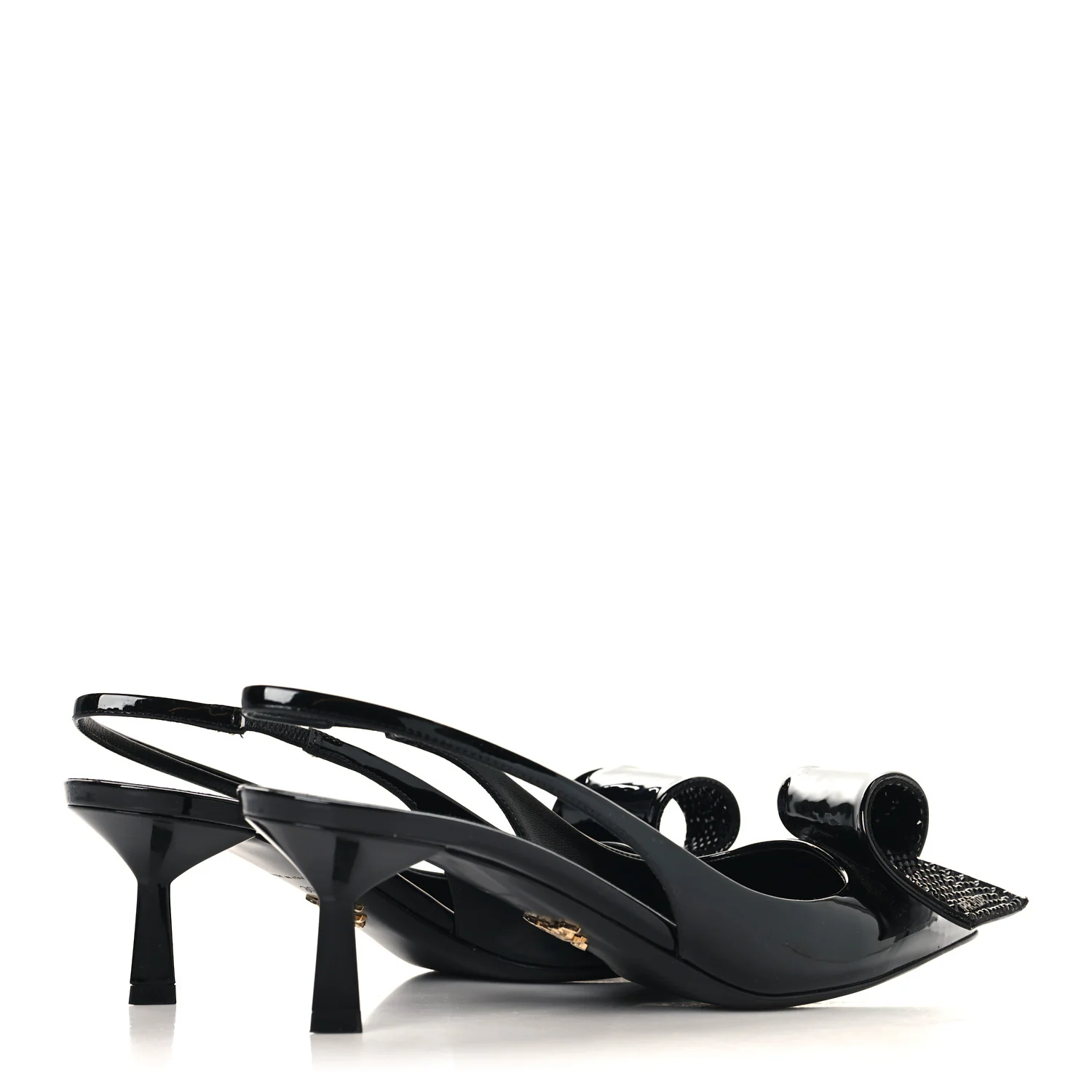 Vernice Crystal Bow Slingback Pumps 39 Black - Image 5