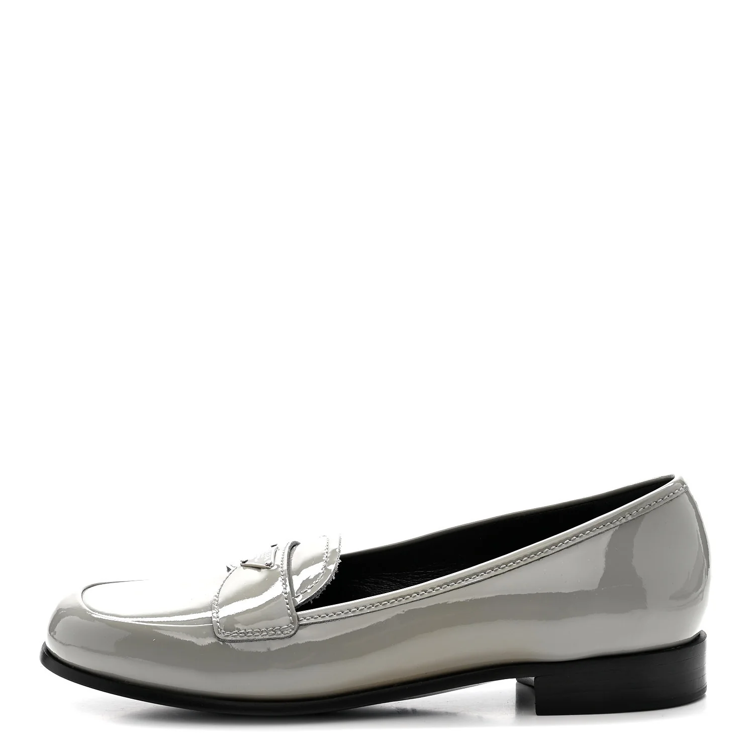 Vernice Metal Triangle Logo 25mm Loafers 38 Granito