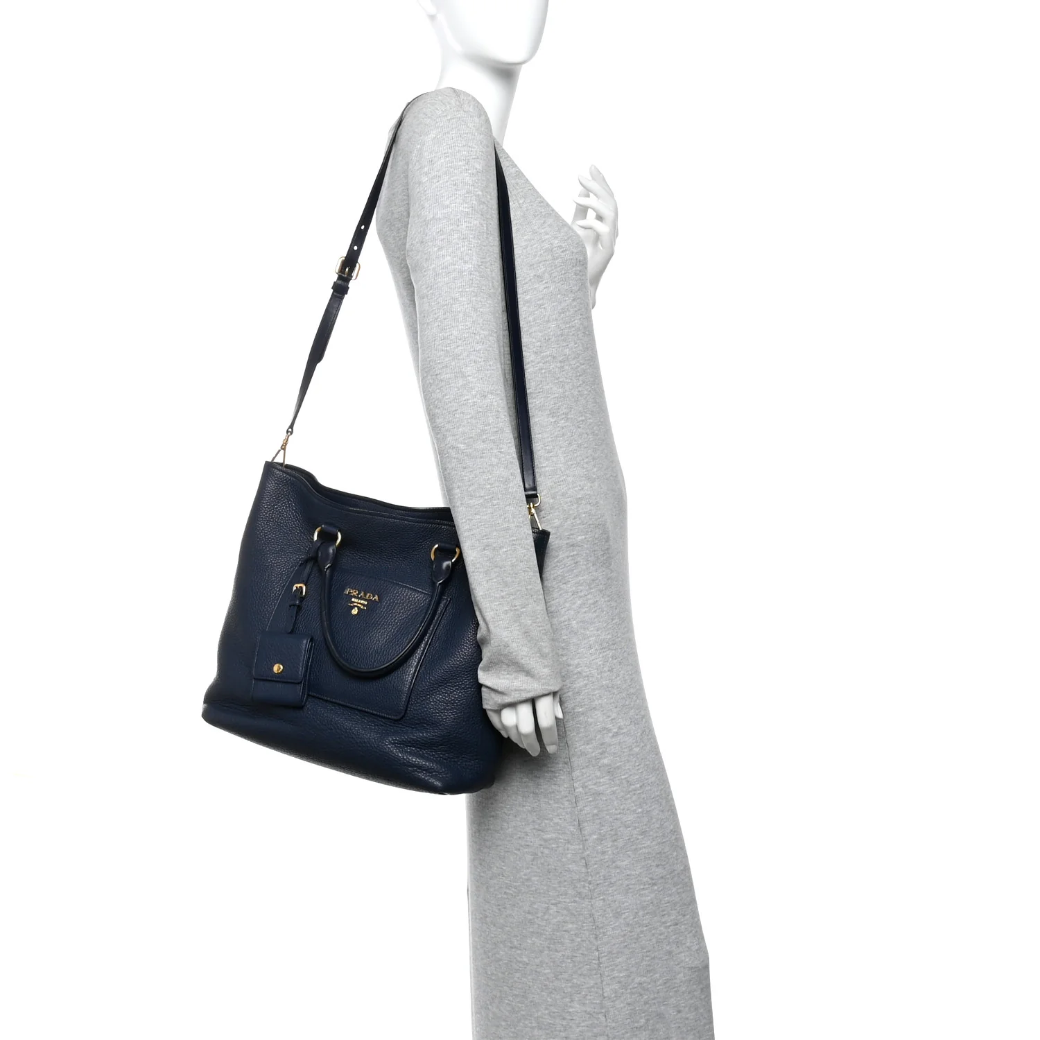 Vitello Daino Pocket Shopping Tote Baltico - Image 2