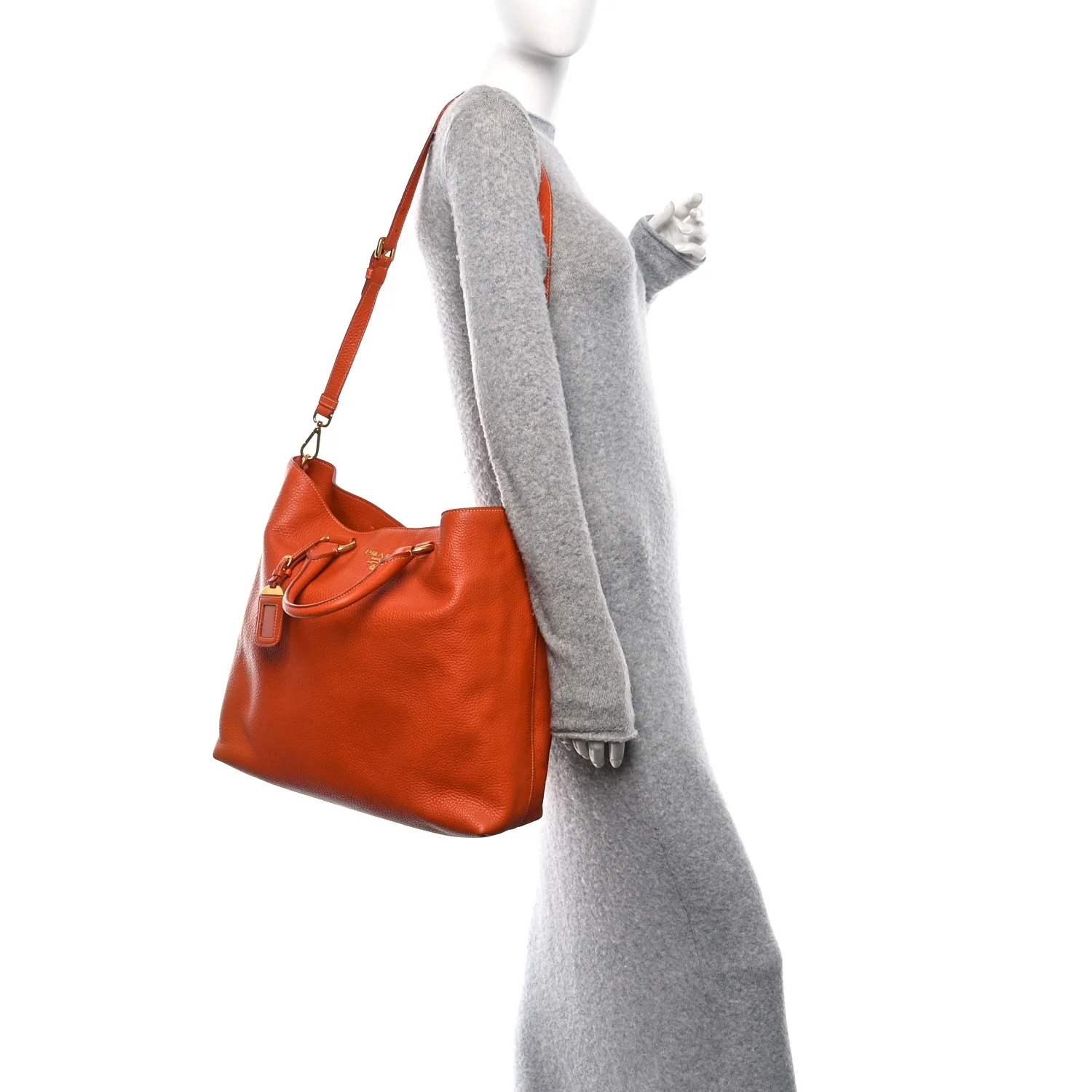 Vitello Daino Shopping Tote Papaya - Image 3