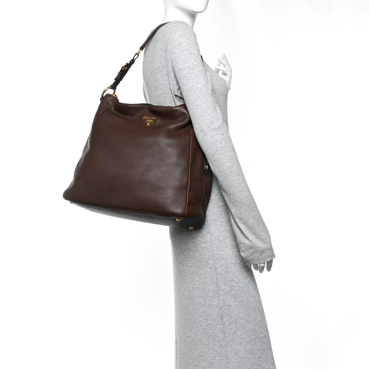 Vitello Daino Shoulder Bag Caffe - Image 2