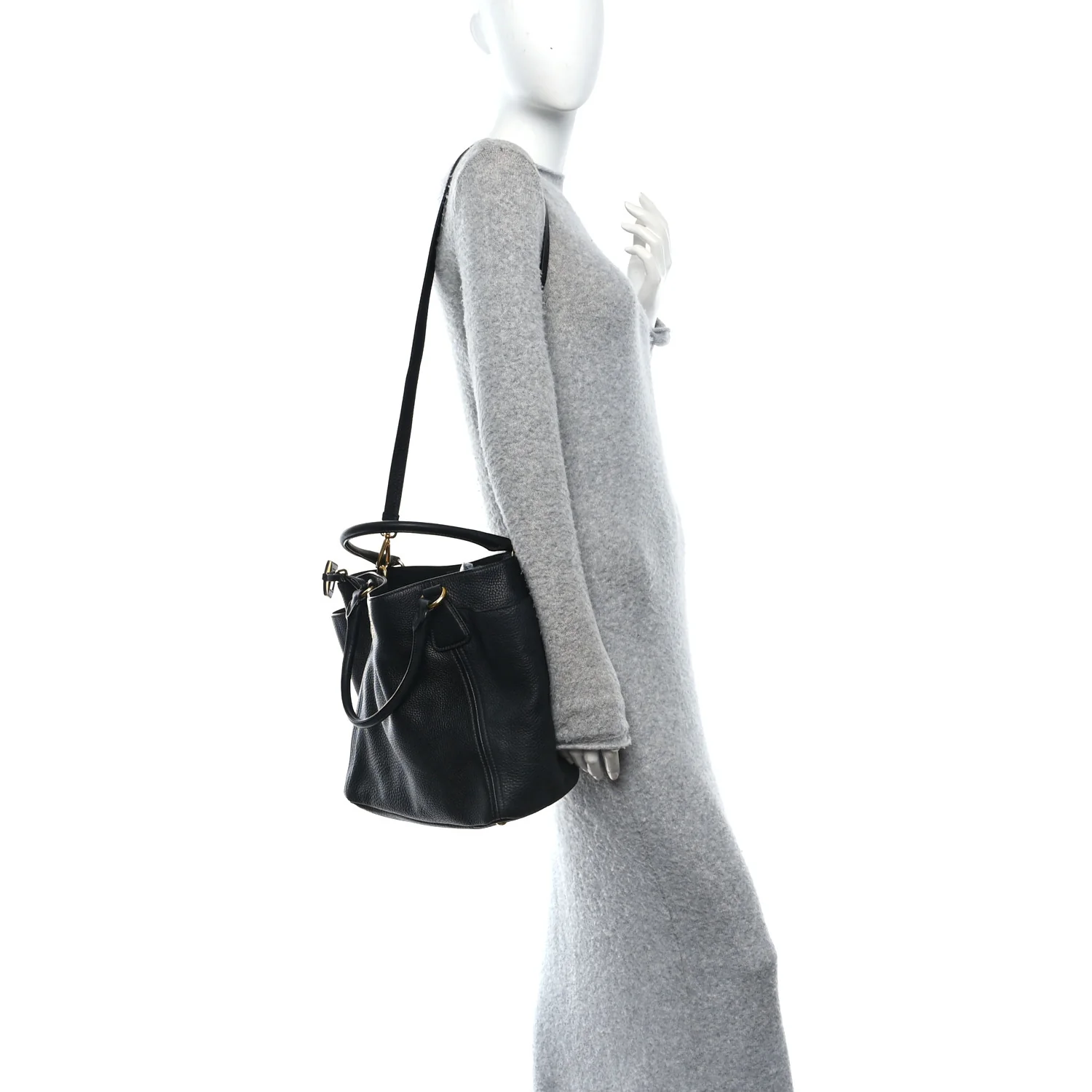 Vitello Daino Side Pocket Tote Black - Image 2