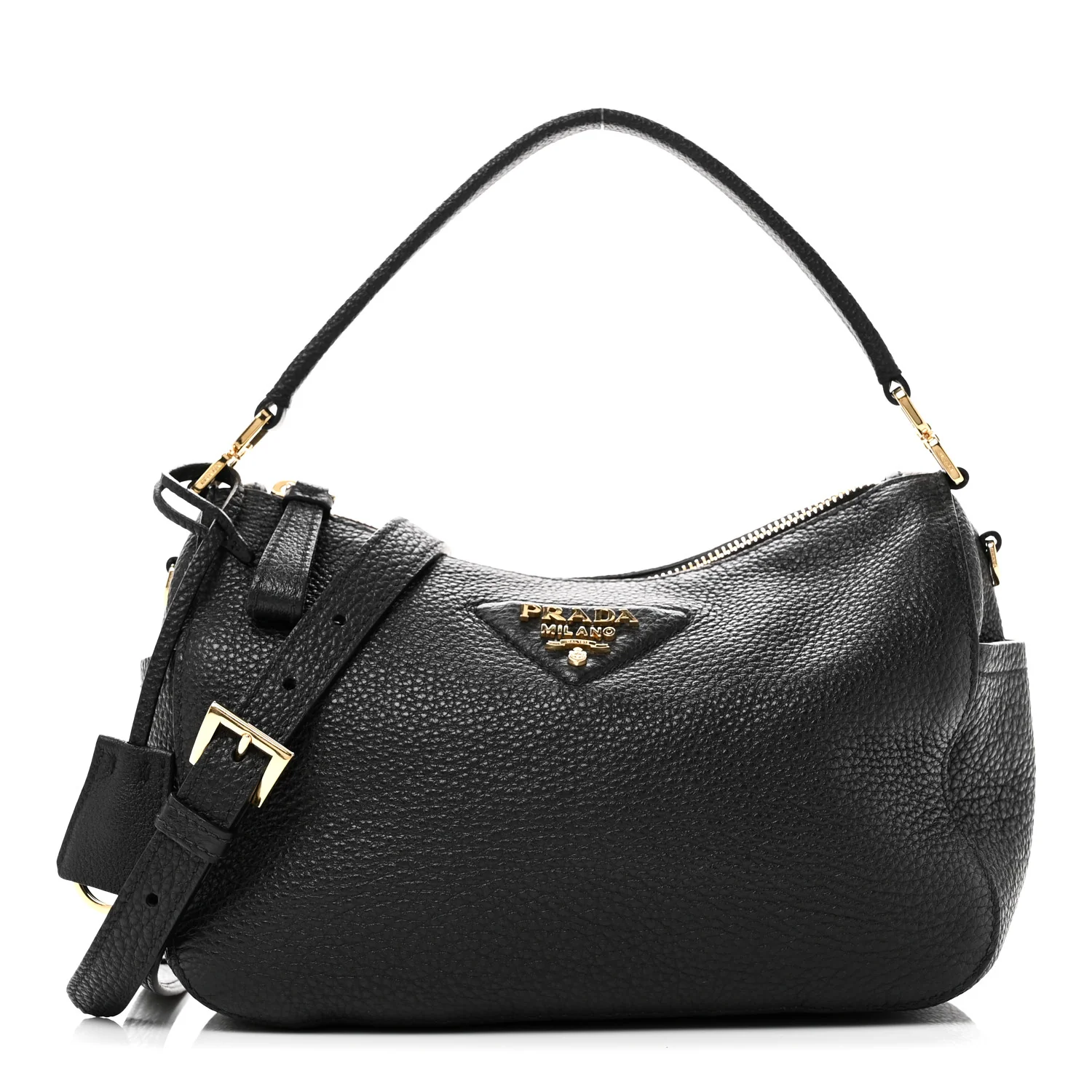 Vitello Daino Small Shoulder Bag Black