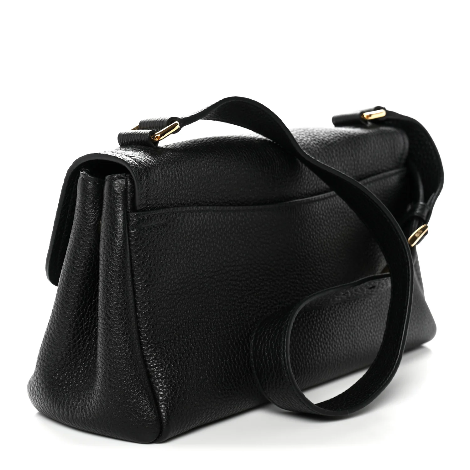 Vitello Daino Soft Flap Shoulder Bag Black - Image 3