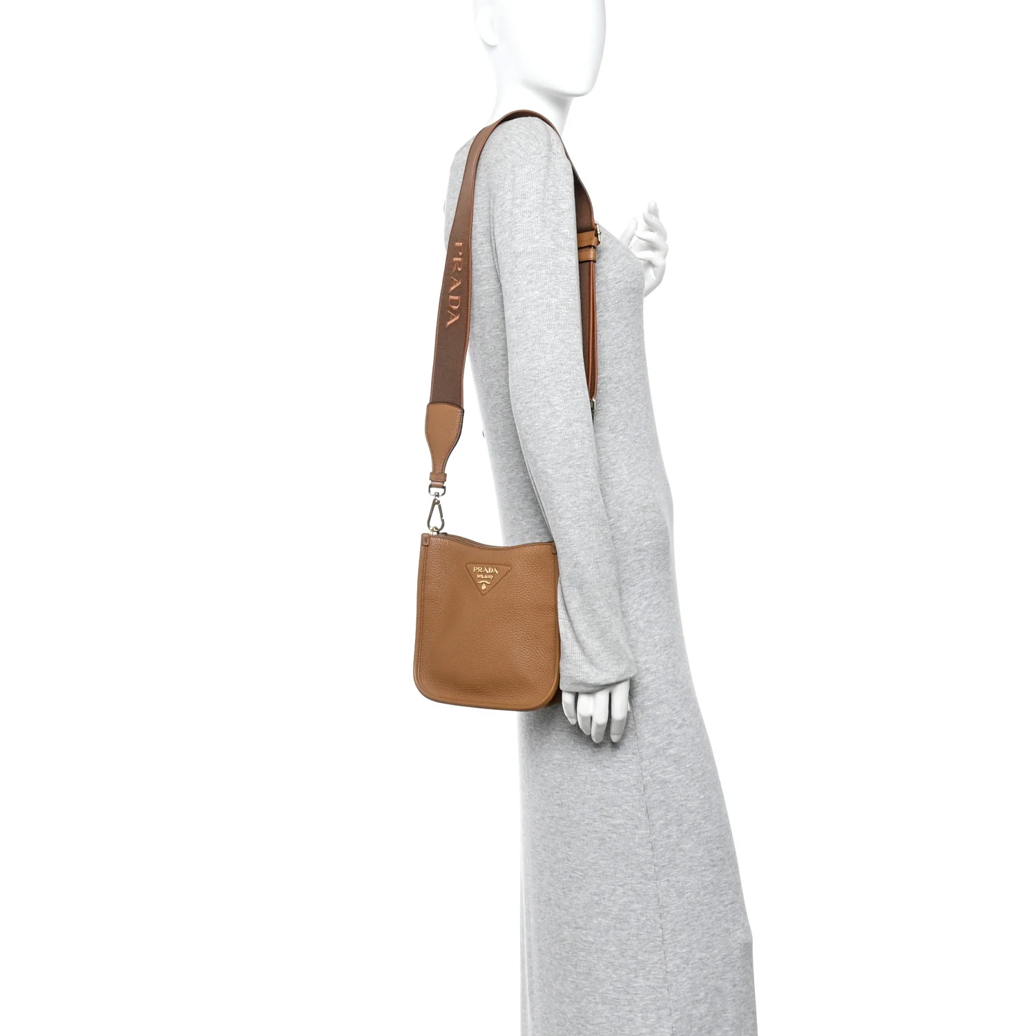 Vitello Daino Soft Mini Hobo Messenger Bag Caramel - Image 2