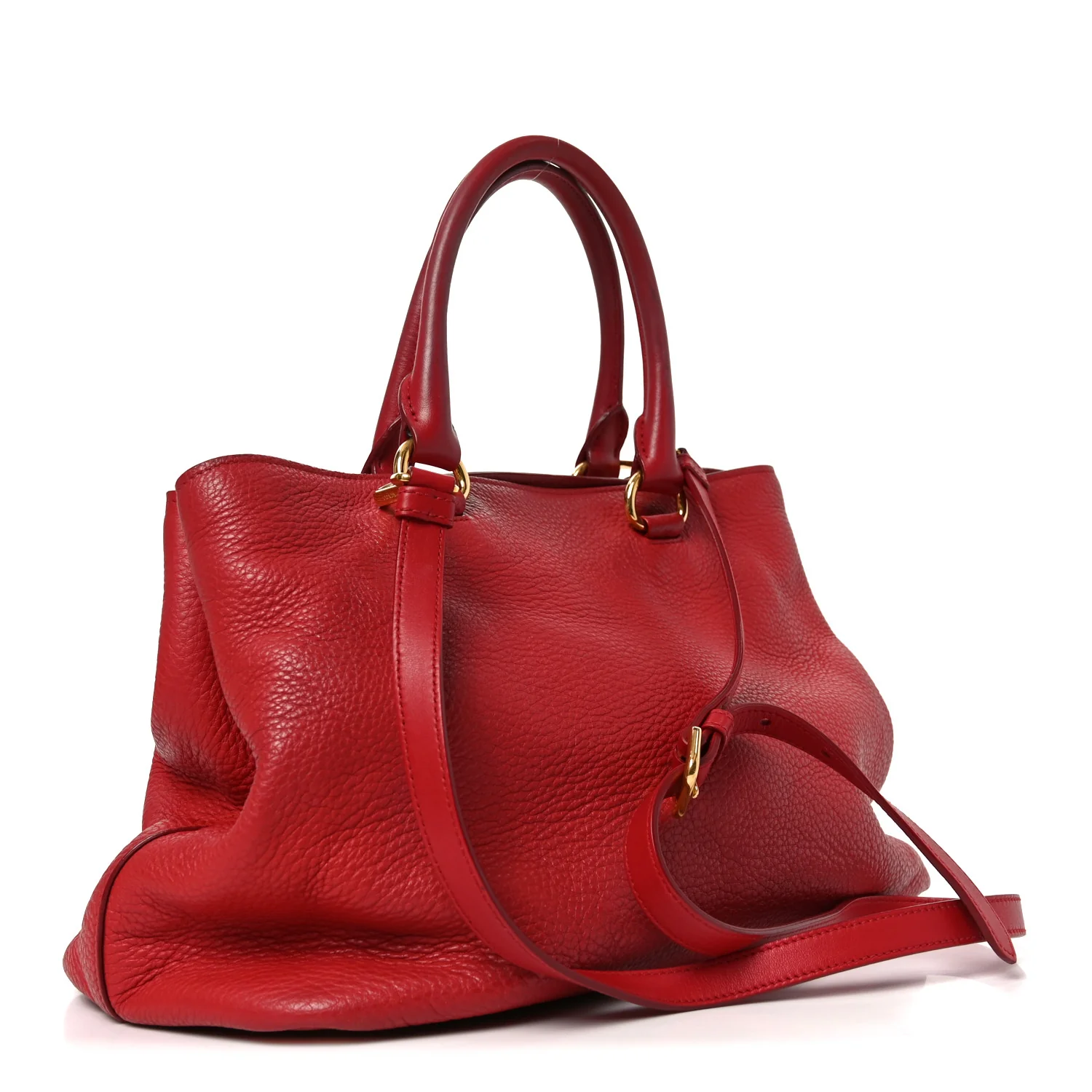 Vitello Daino Top Handle Shoulder Bag Rosso - Image 3