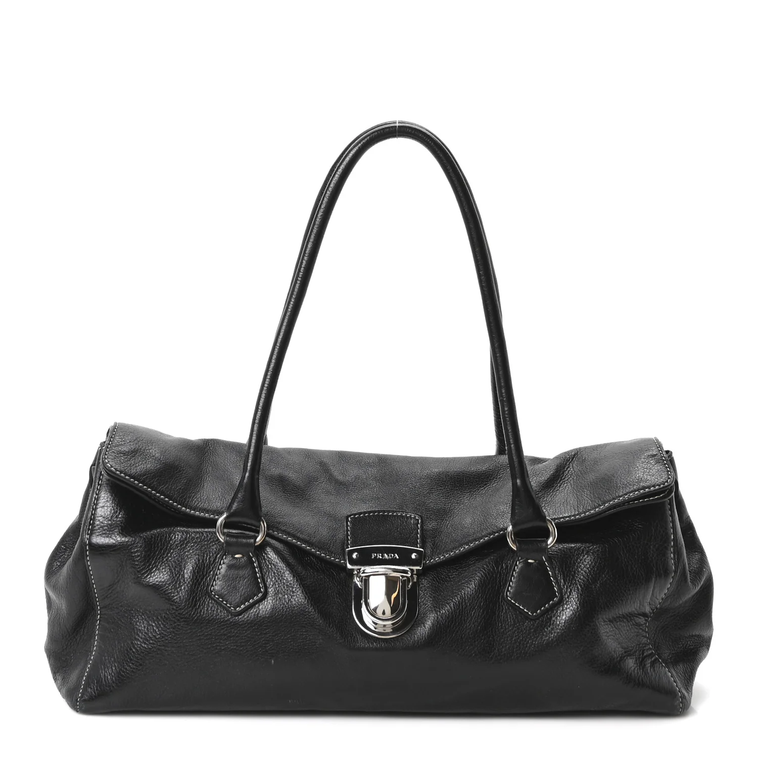 Vitello Easy Foldover Pushlock Satchel Black