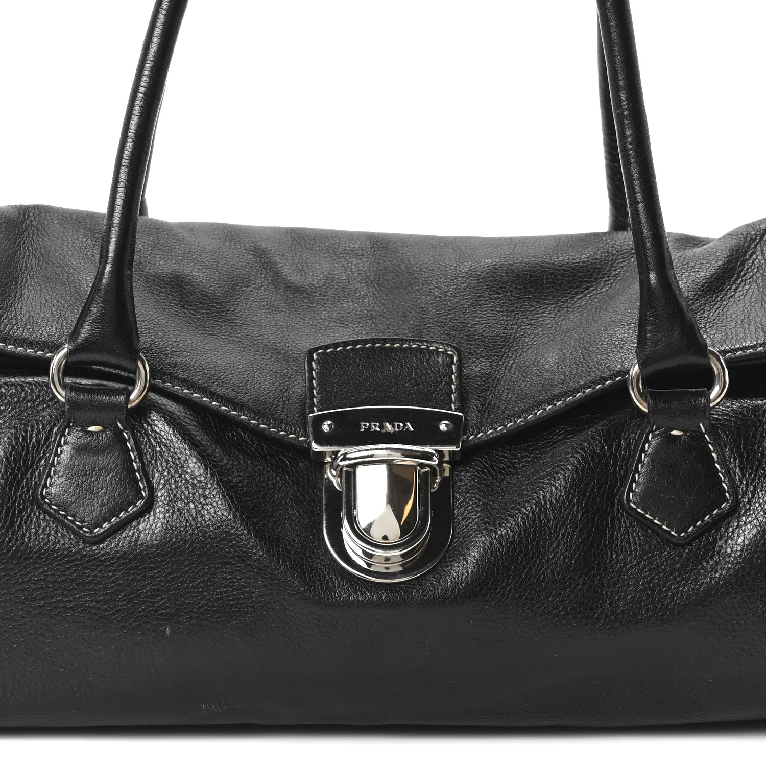 Vitello Easy Foldover Pushlock Satchel Black - Image 8