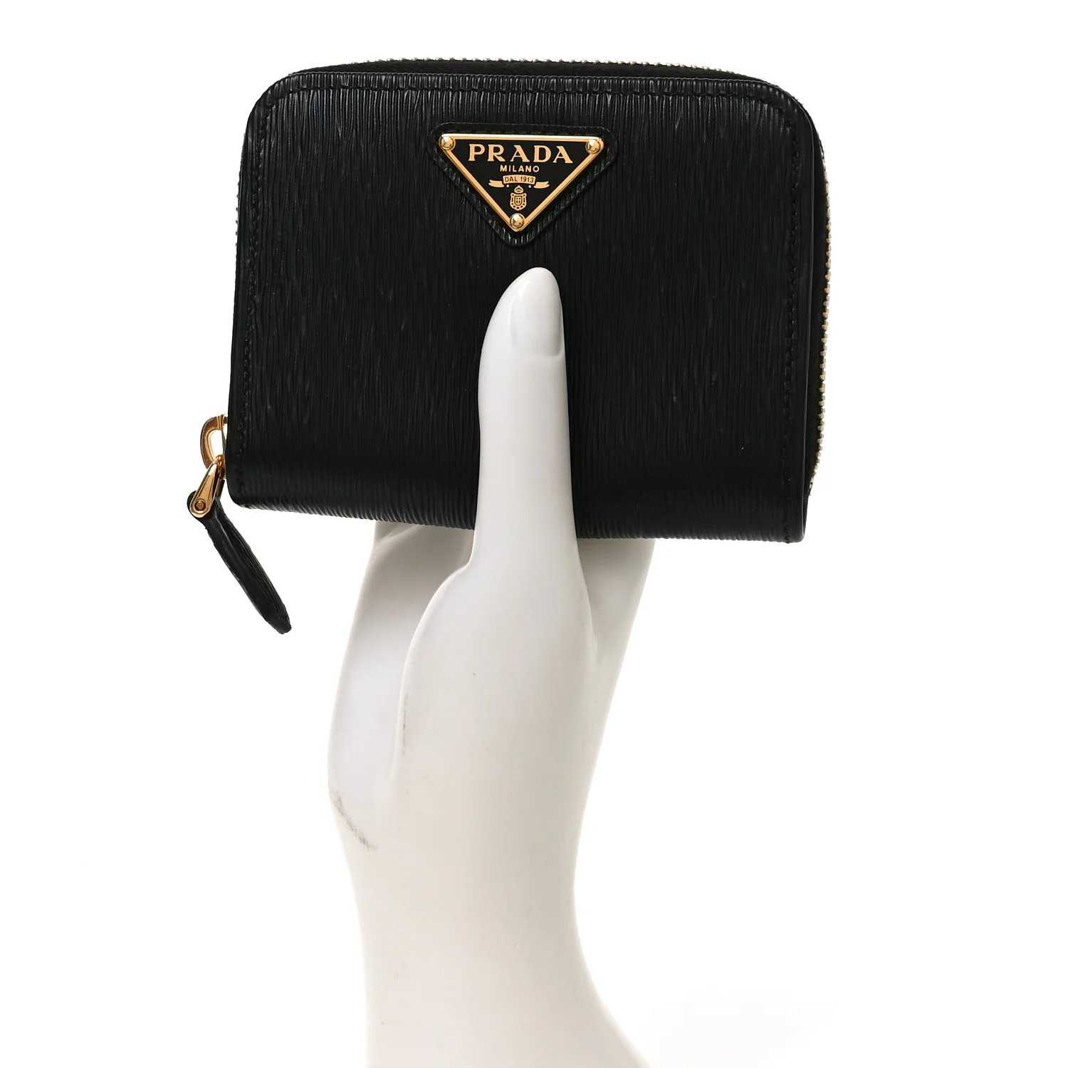 Vitello Move Triangle Logo Zip Coin Purse Black - Image 2