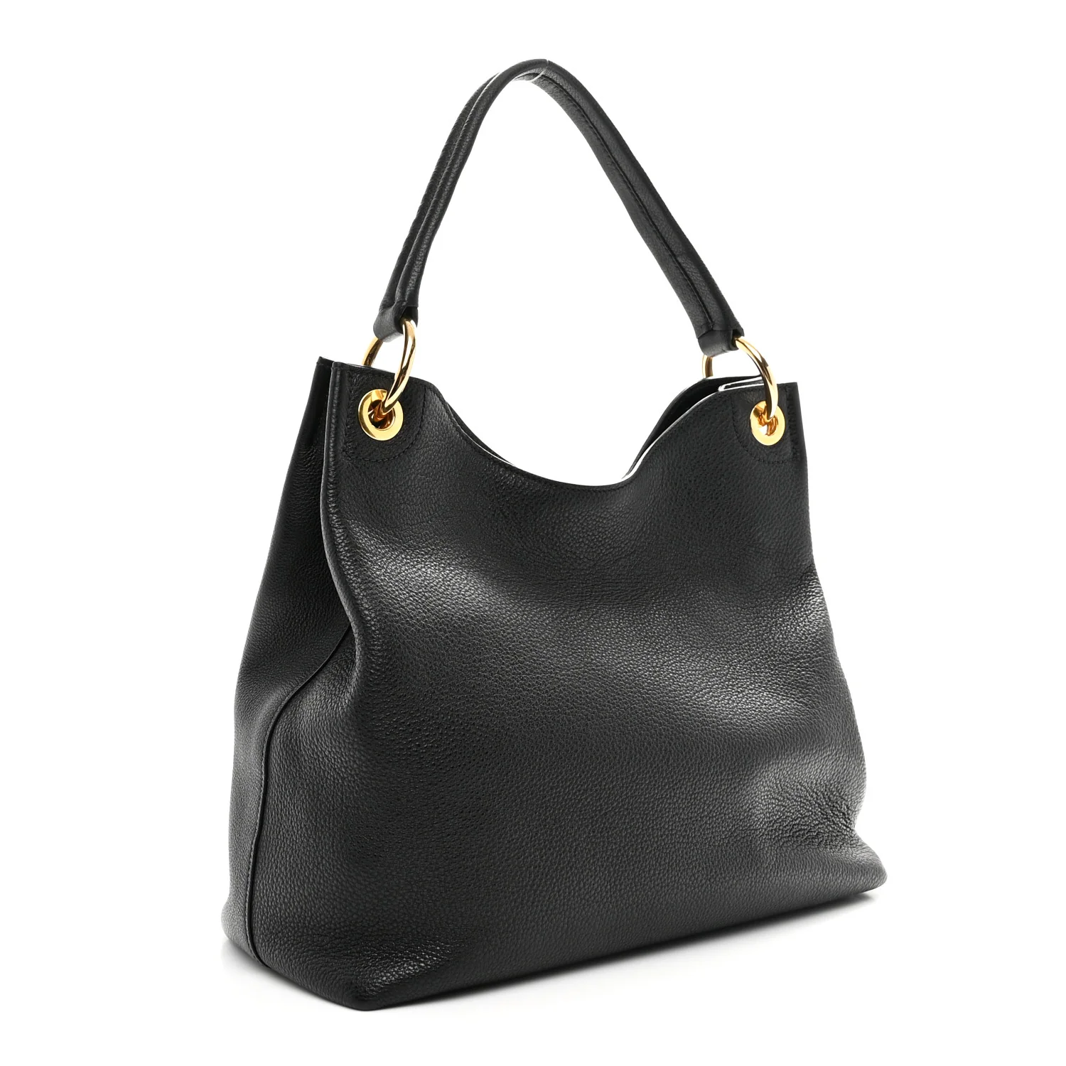 Vitello Phenix Embossed Logo Hobo Black - Image 3