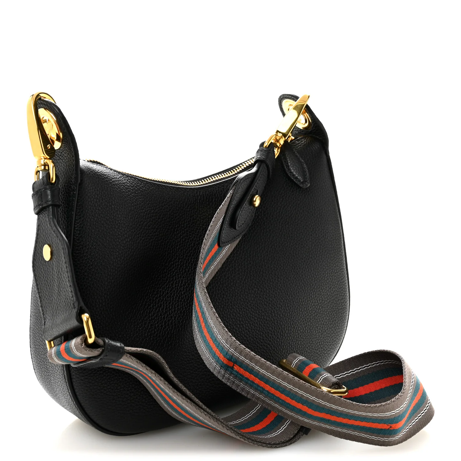 Vitello Phenix Small Zippered Messenger Hobo Black - Image 3
