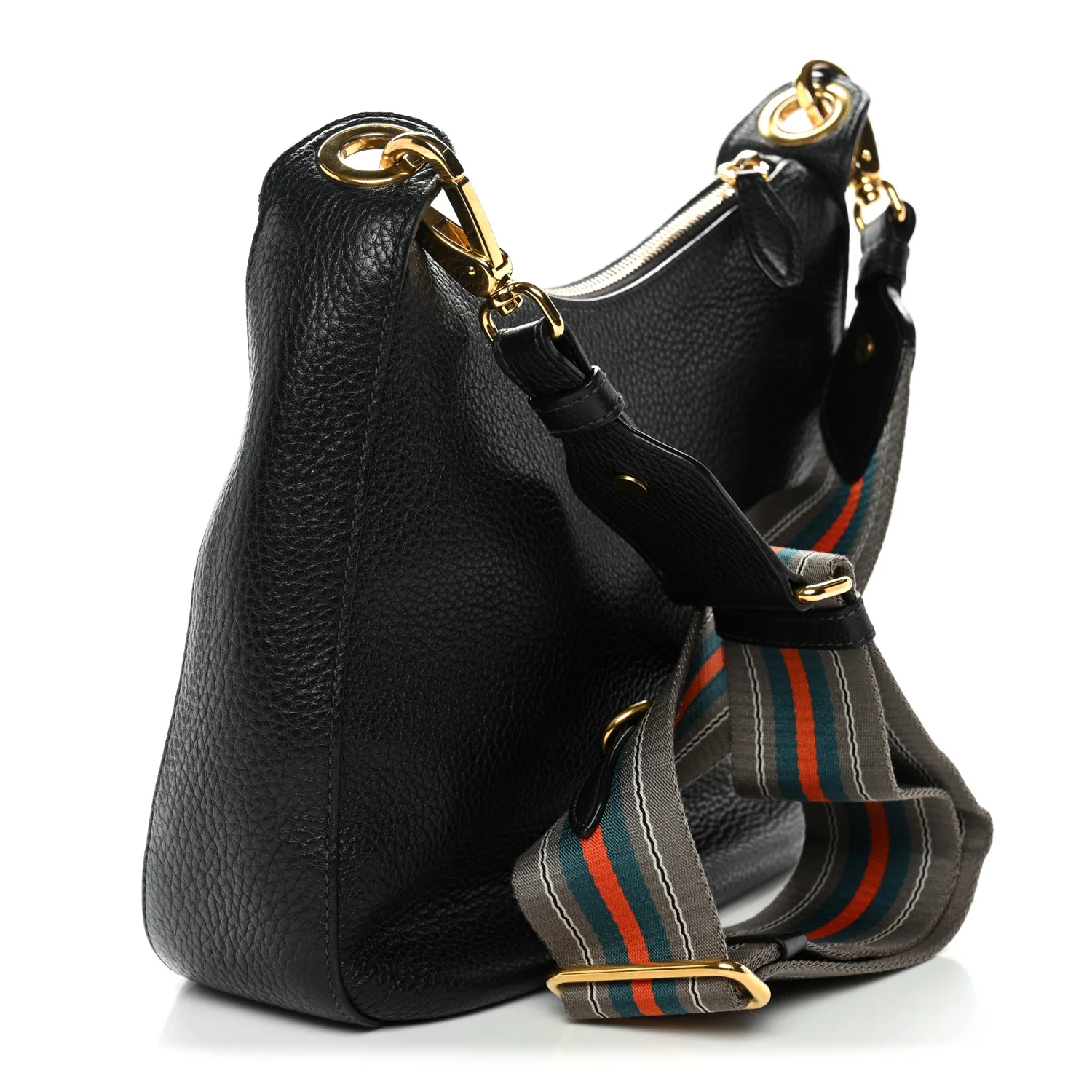 Vitello Phenix Small Zippered Messenger Hobo Black - Image 3