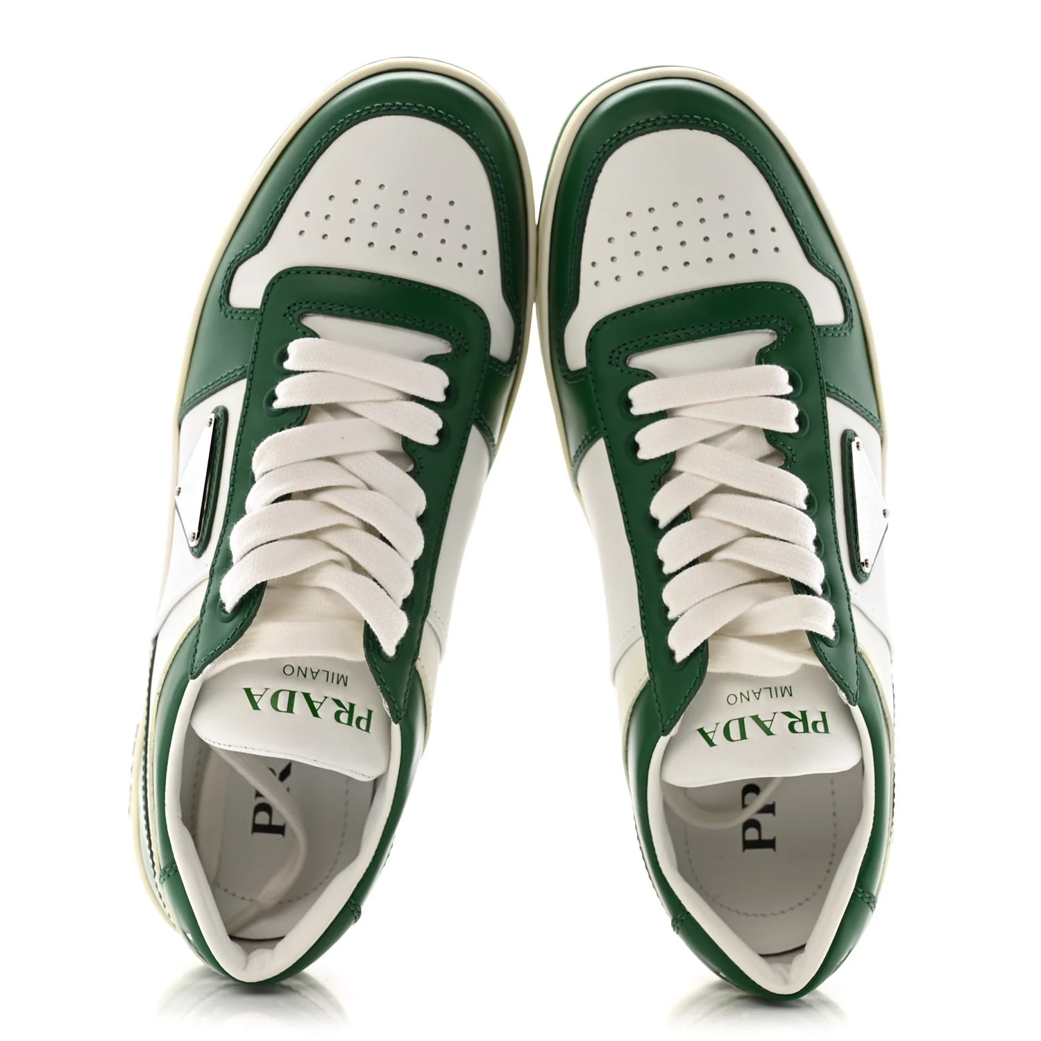 Vitello Sport Spazzolato Rois Triangle Logo Womens Downtown Low Top 30mm Sneakers 38 White Green - Image 2
