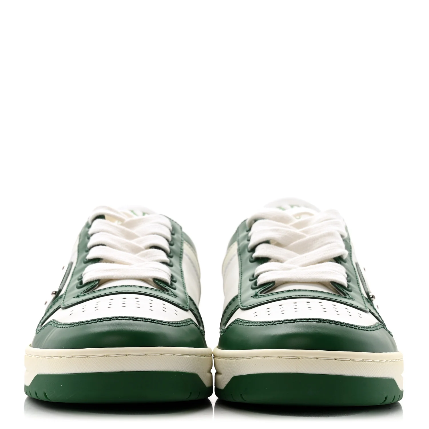 Vitello Sport Spazzolato Rois Triangle Logo Womens Downtown Low Top 30mm Sneakers 38 White Green - Image 3