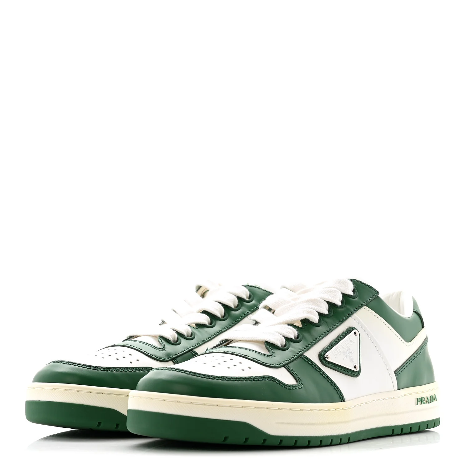 Vitello Sport Spazzolato Rois Triangle Logo Womens Downtown Low Top 30mm Sneakers 38 White Green - Image 4