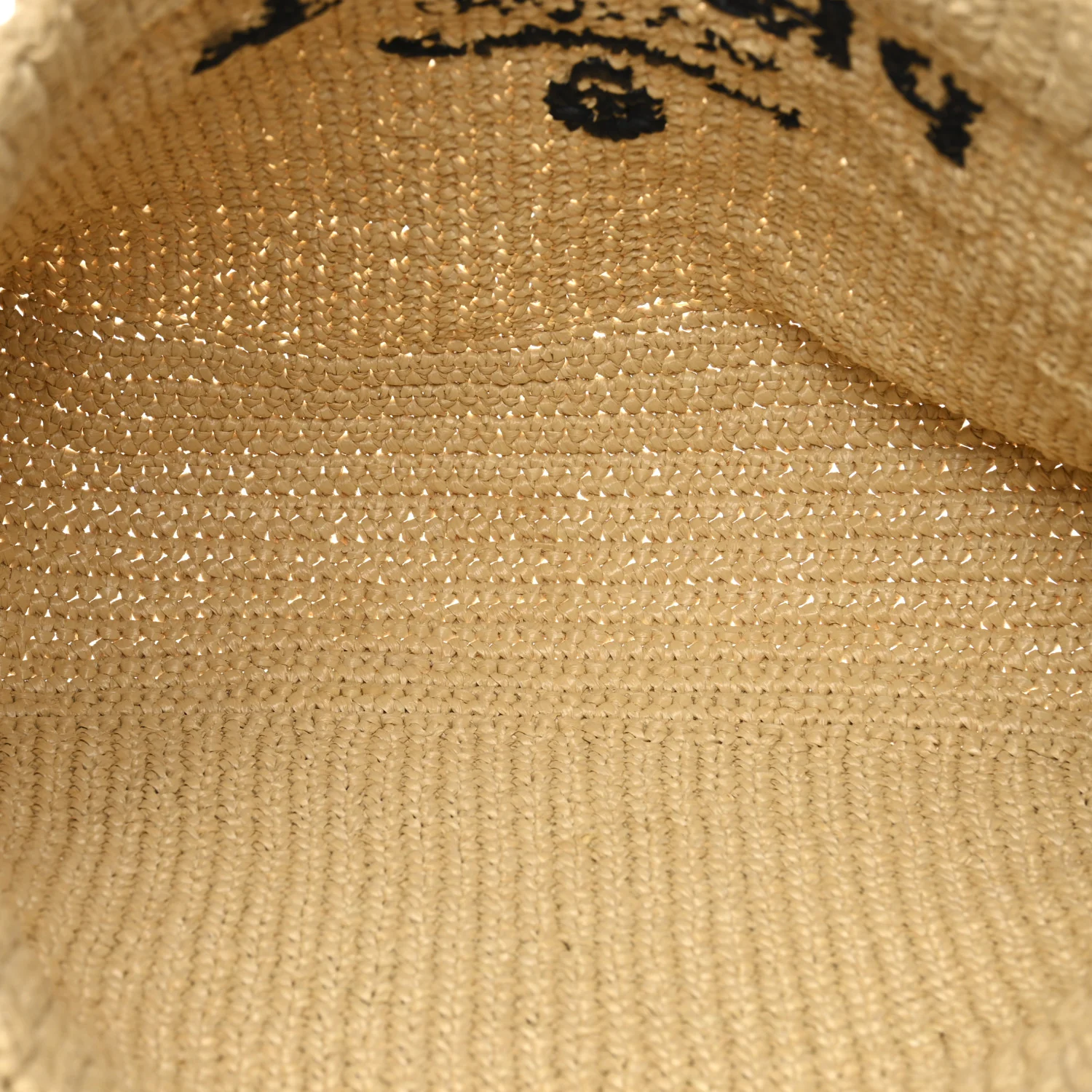 Yarn Raffia Effect Crochet Embroidered Logo Tote Naturale - Image 5