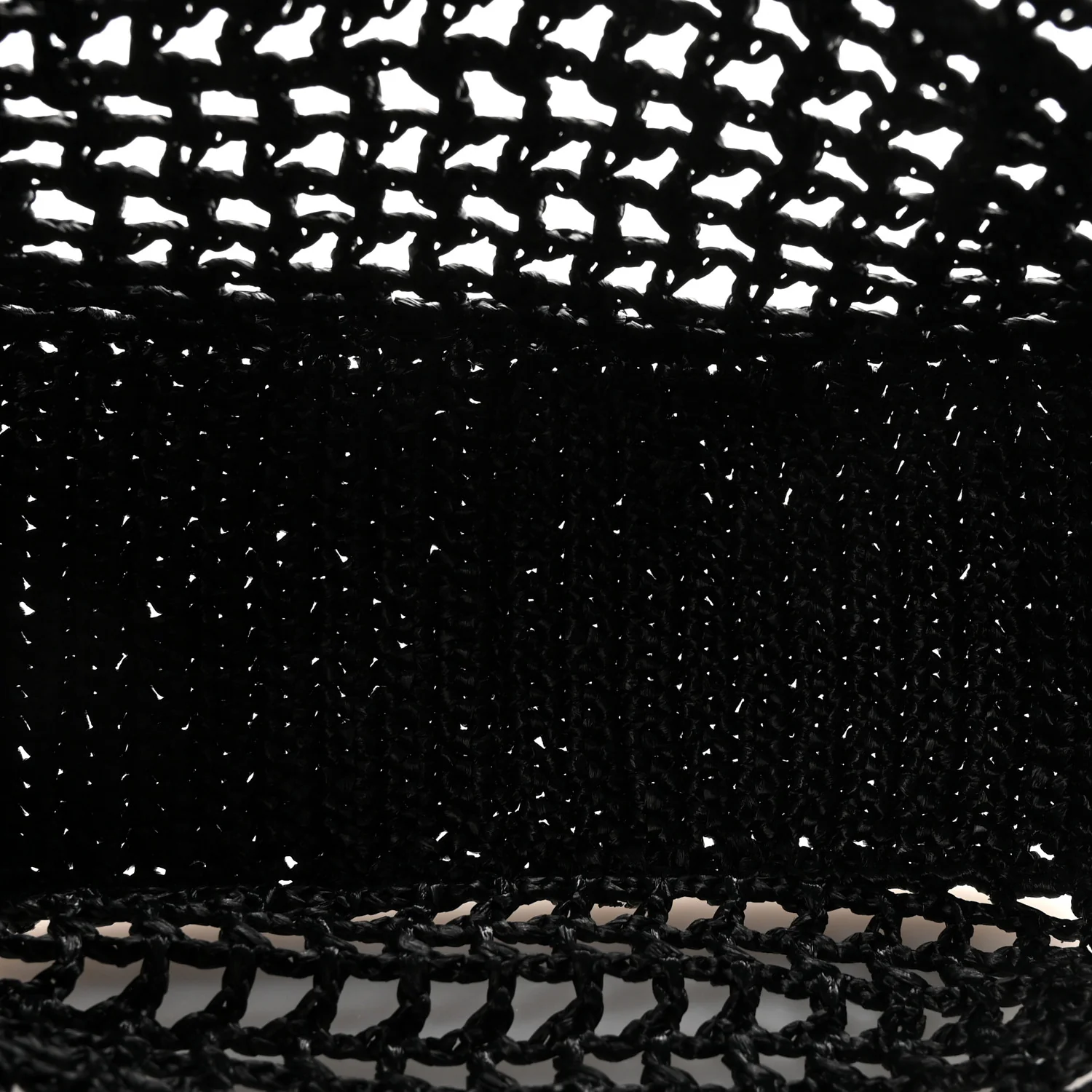 Yarn Raffia Effect Crochet Logo Embroidered Small Tote Bag Black - Image 5