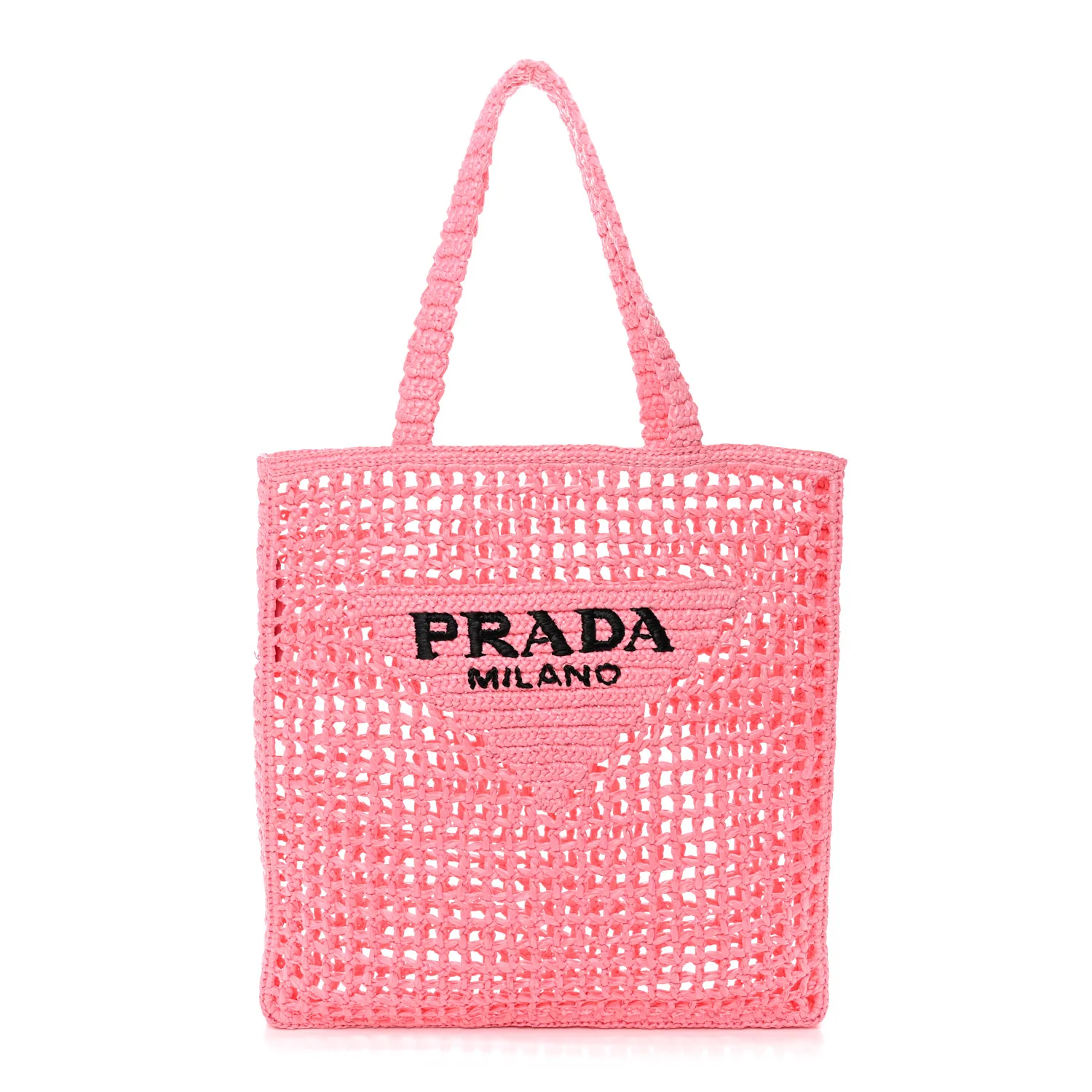 Yarn Raffia Effect Crochet Logo Embroidered Tote Bag Petalo