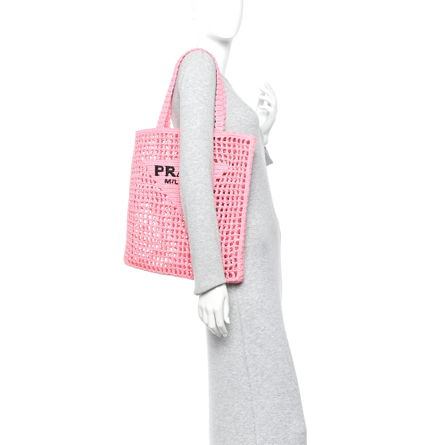 Yarn Raffia Effect Crochet Logo Embroidered Tote Bag Petalo - Image 2