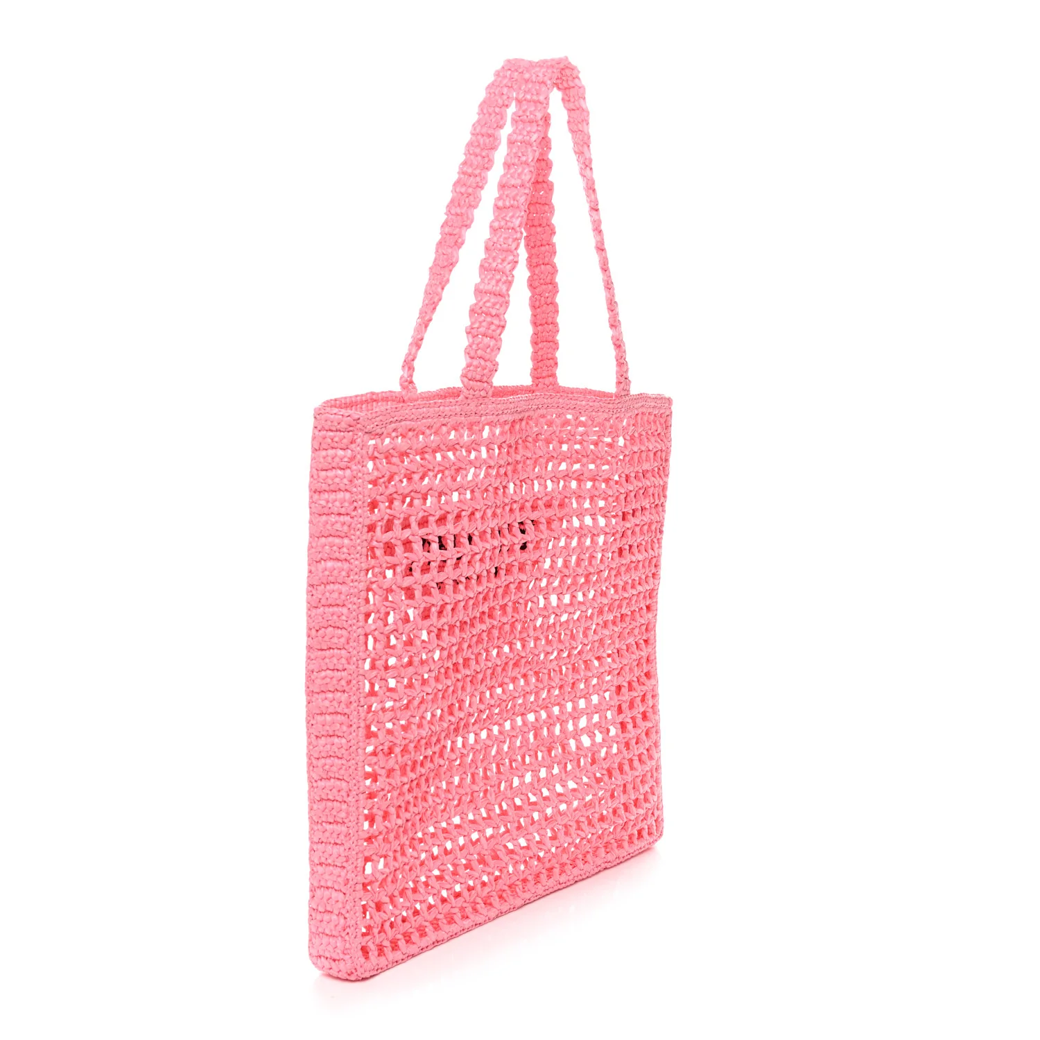 Yarn Raffia Effect Crochet Logo Embroidered Tote Bag Petalo - Image 3