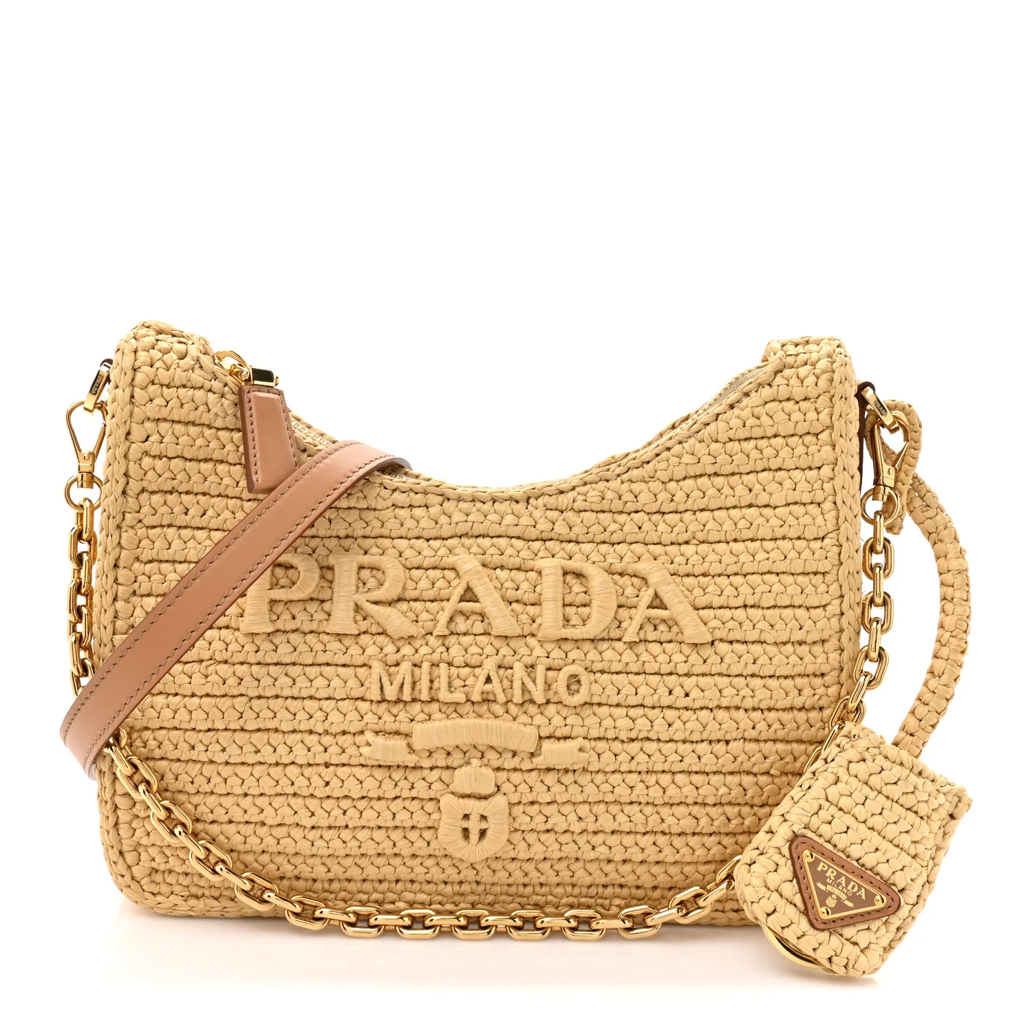 Yarn Raffia Effect Crochet Mini Re-Edition 2000 Shoulder Bag Naturale