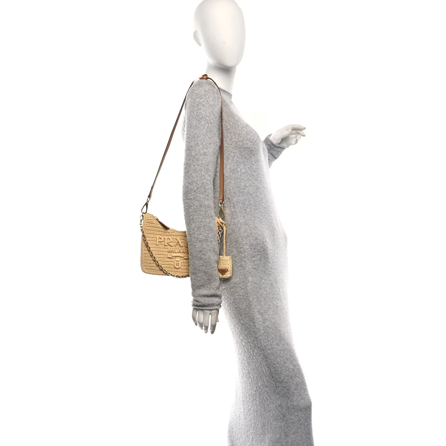 Yarn Raffia Effect Crochet Mini Re-Edition 2000 Shoulder Bag Naturale - Image 2