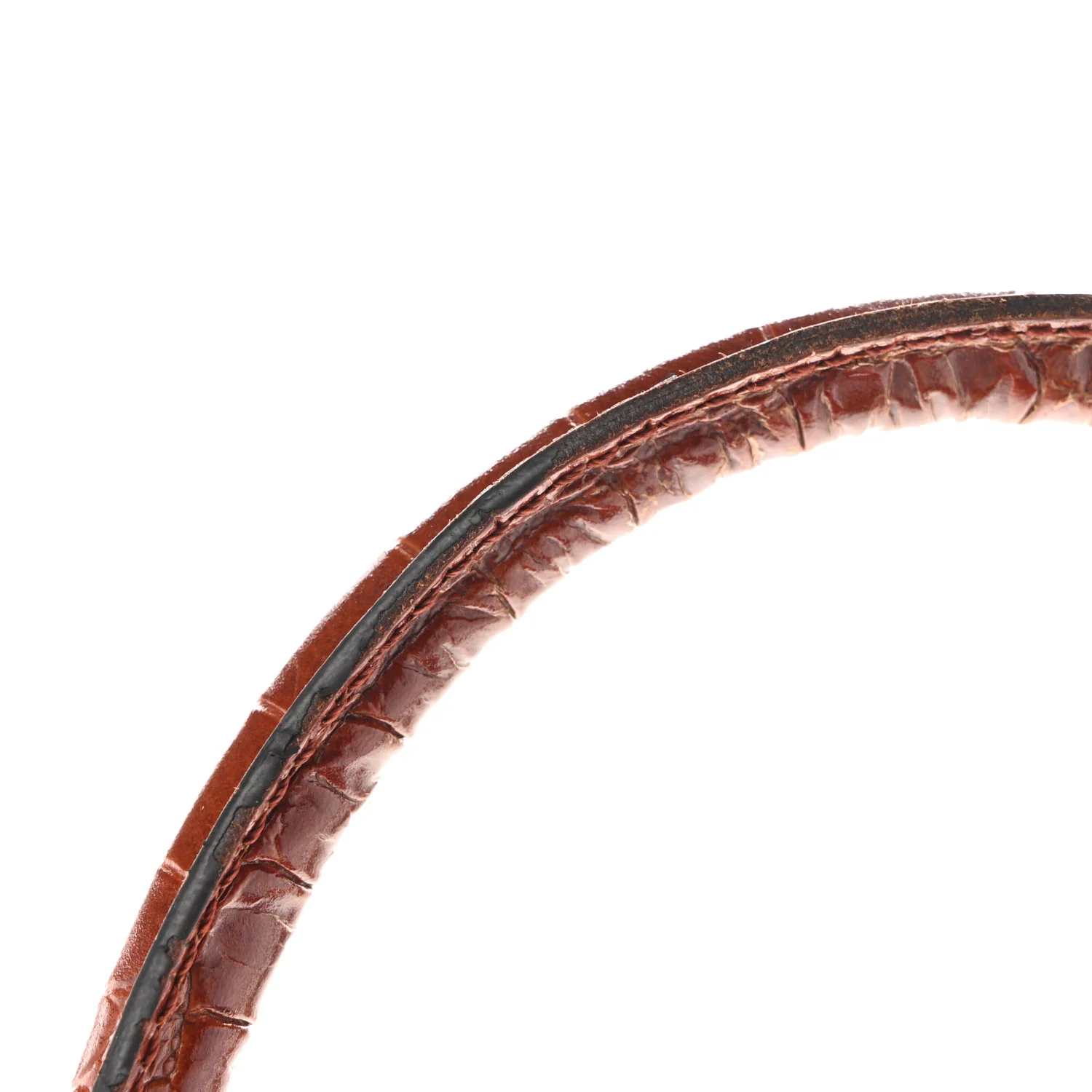 Calfskin Crocodile Embossed Small Pipe Bag Chestnut - Image 13