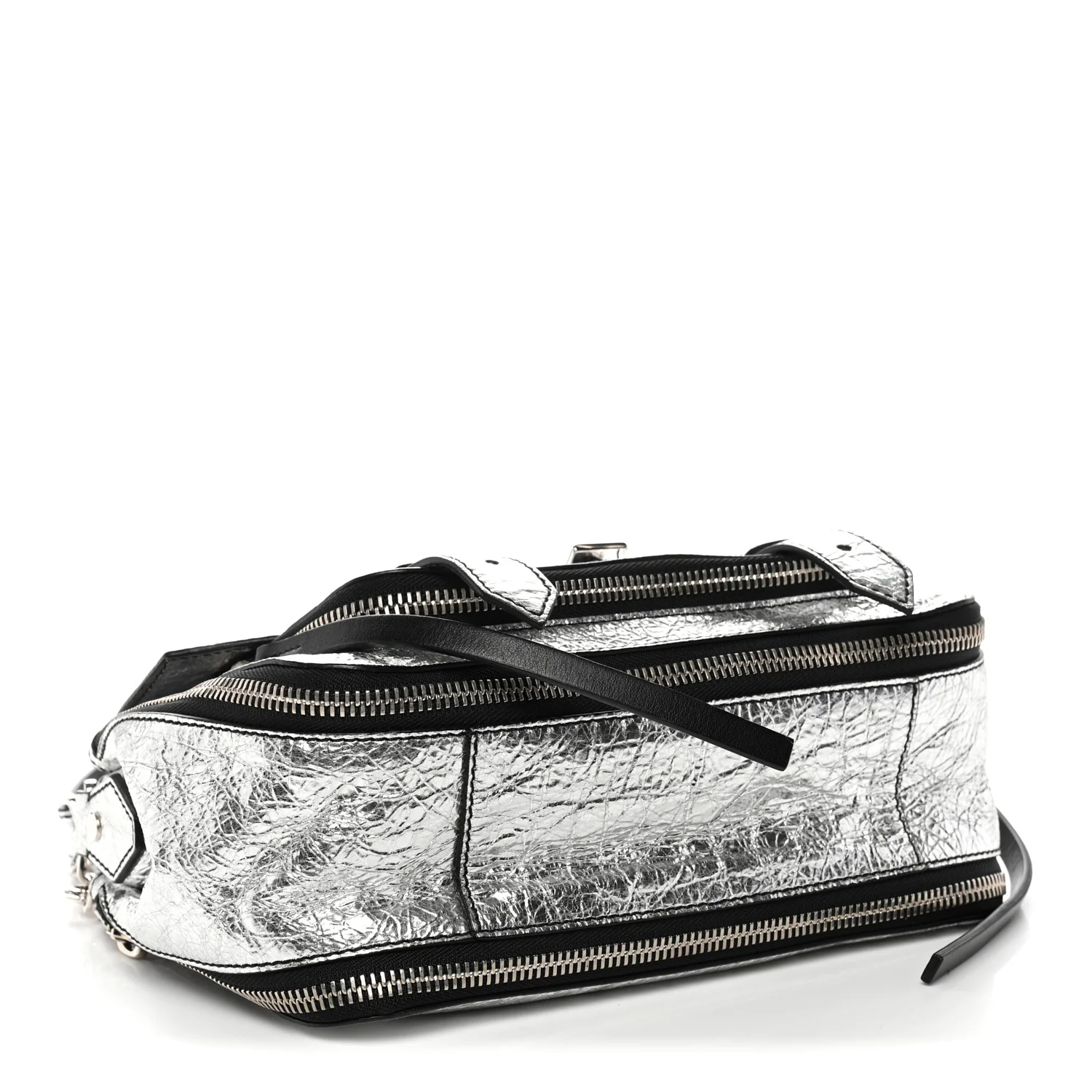 Metallic Paper Lambskin Medium PS1 Plus Zip Satchel Gun Metal - Image 4