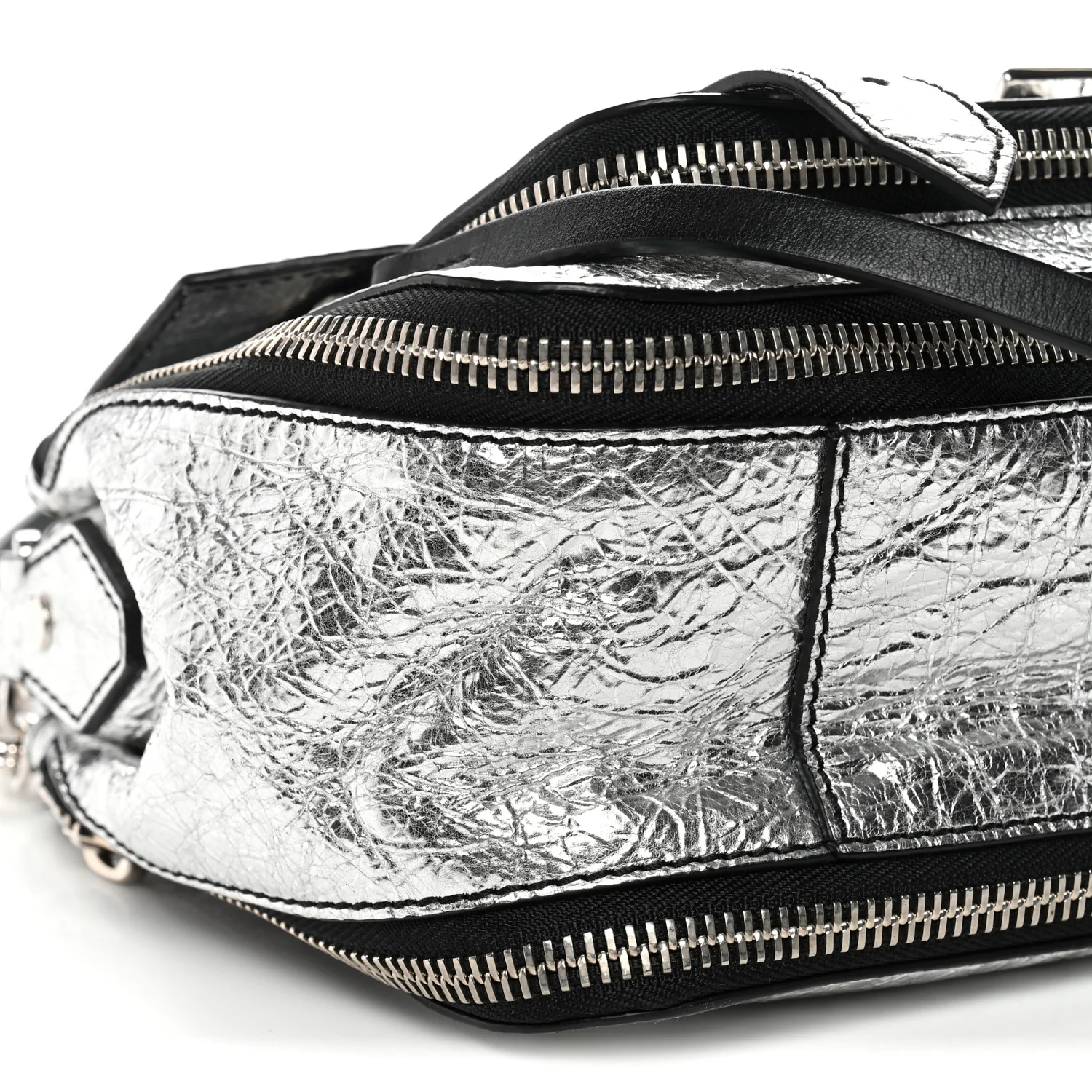 Metallic Paper Lambskin Medium PS1 Plus Zip Satchel Gun Metal - Image 8