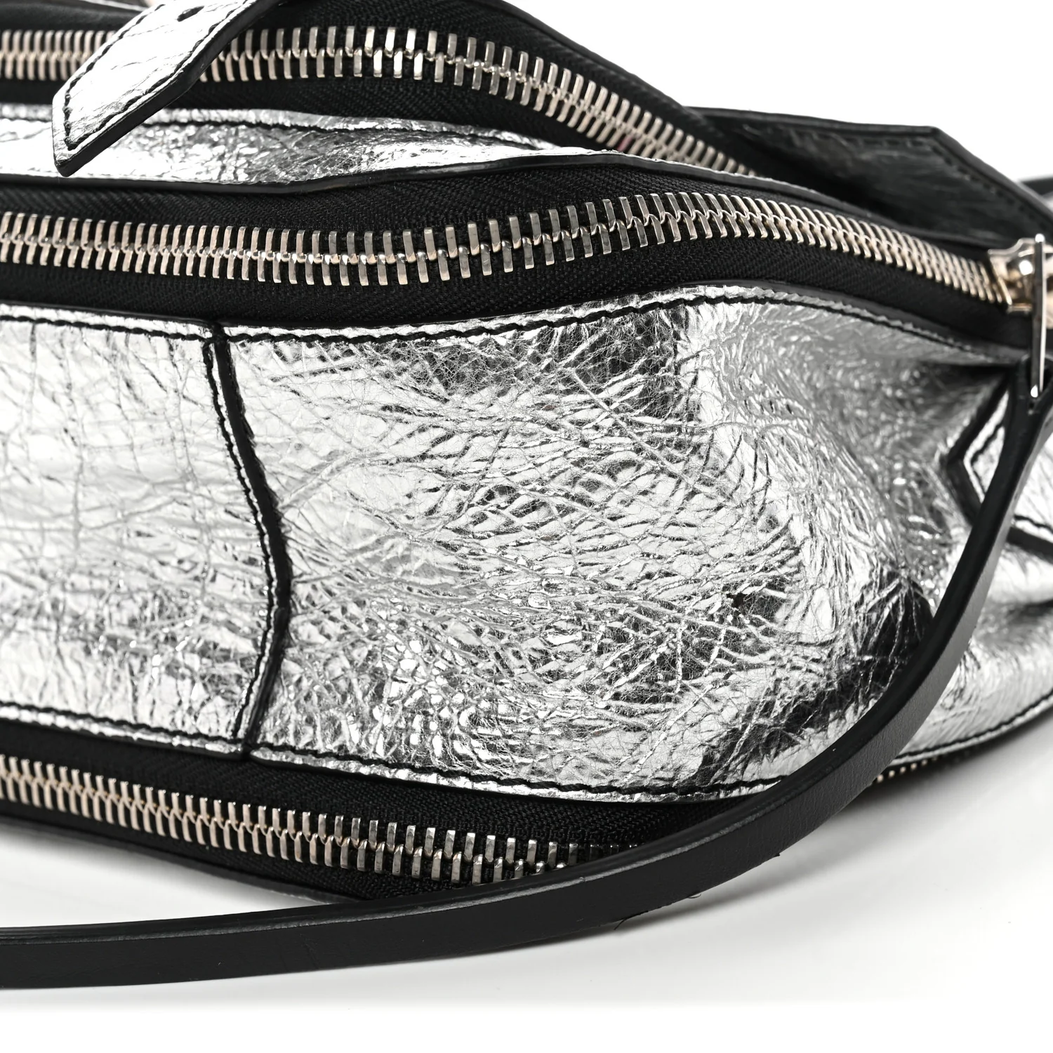 Metallic Paper Lambskin Medium PS1 Plus Zip Satchel Gun Metal - Image 9