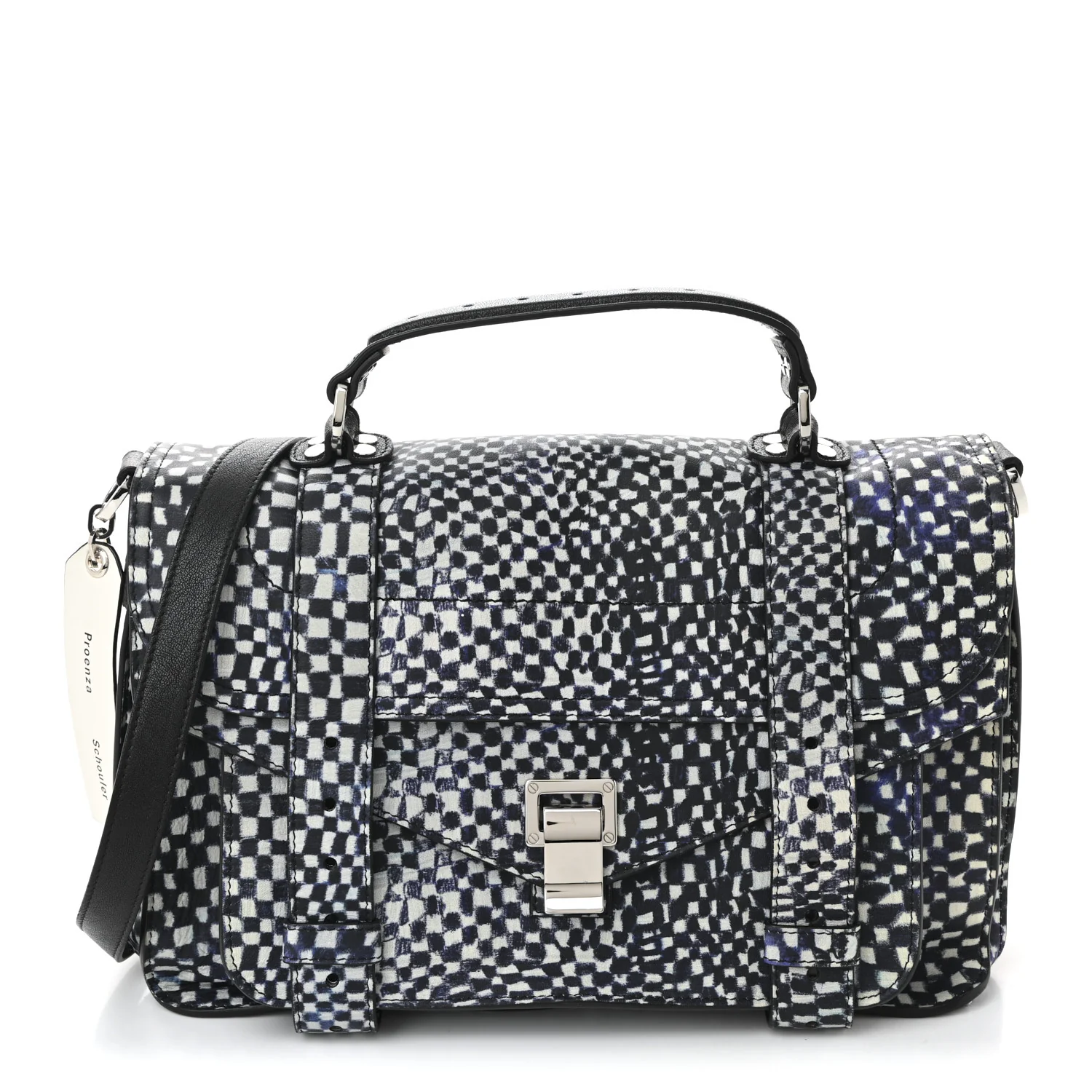 X HARMONY KORINE Calfskin PS1 Check Success Medium Satchel Blue
