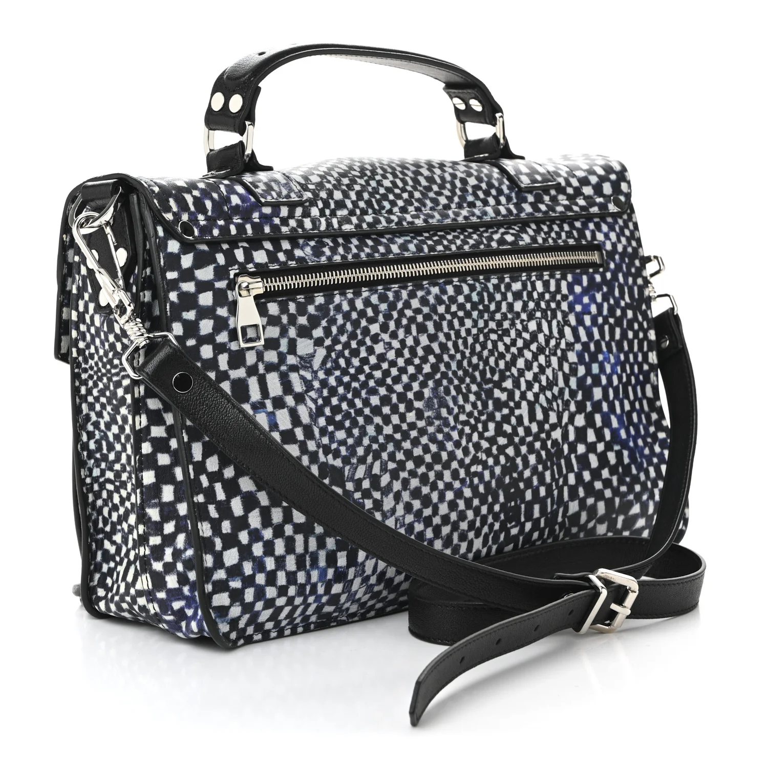 X HARMONY KORINE Calfskin PS1 Check Success Medium Satchel Blue - Image 3