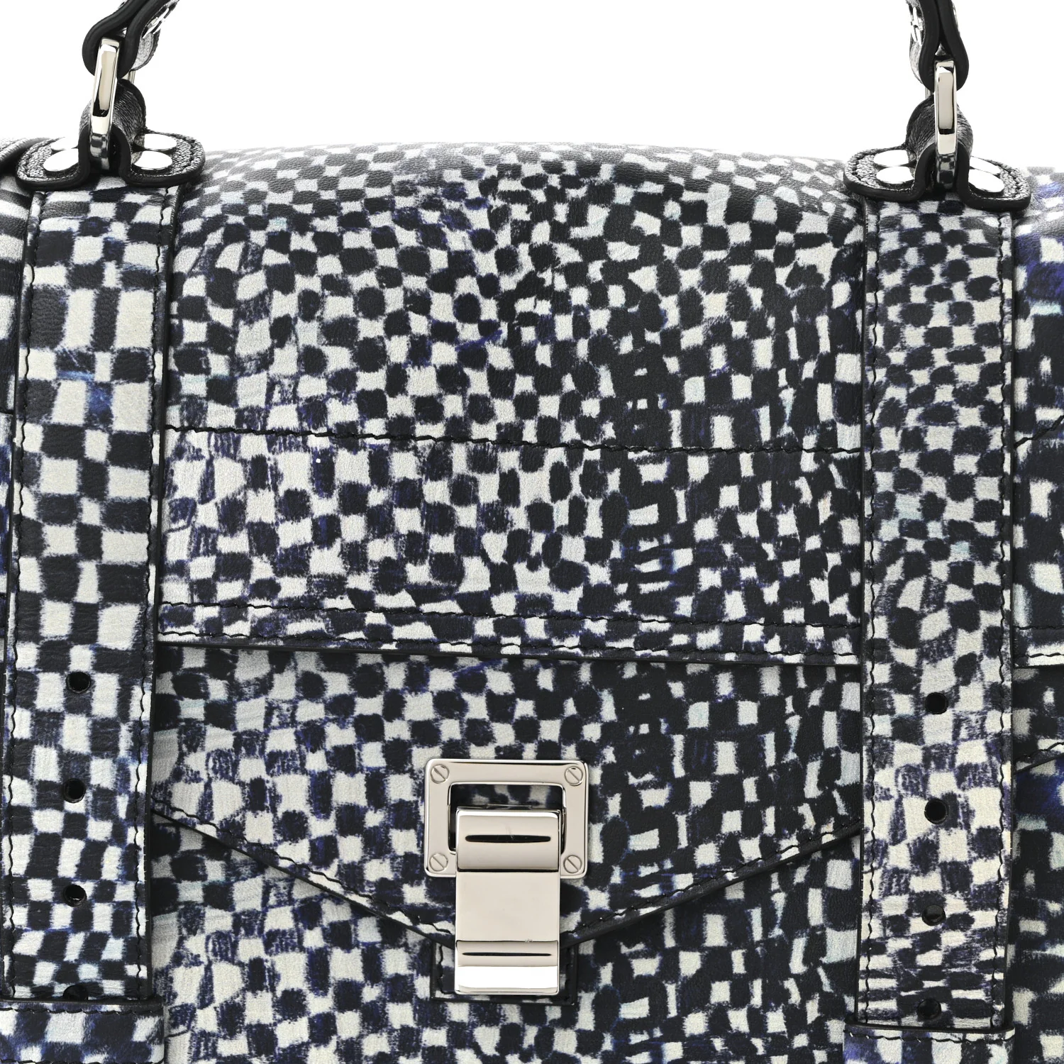 X HARMONY KORINE Calfskin PS1 Check Success Medium Satchel Blue - Image 7