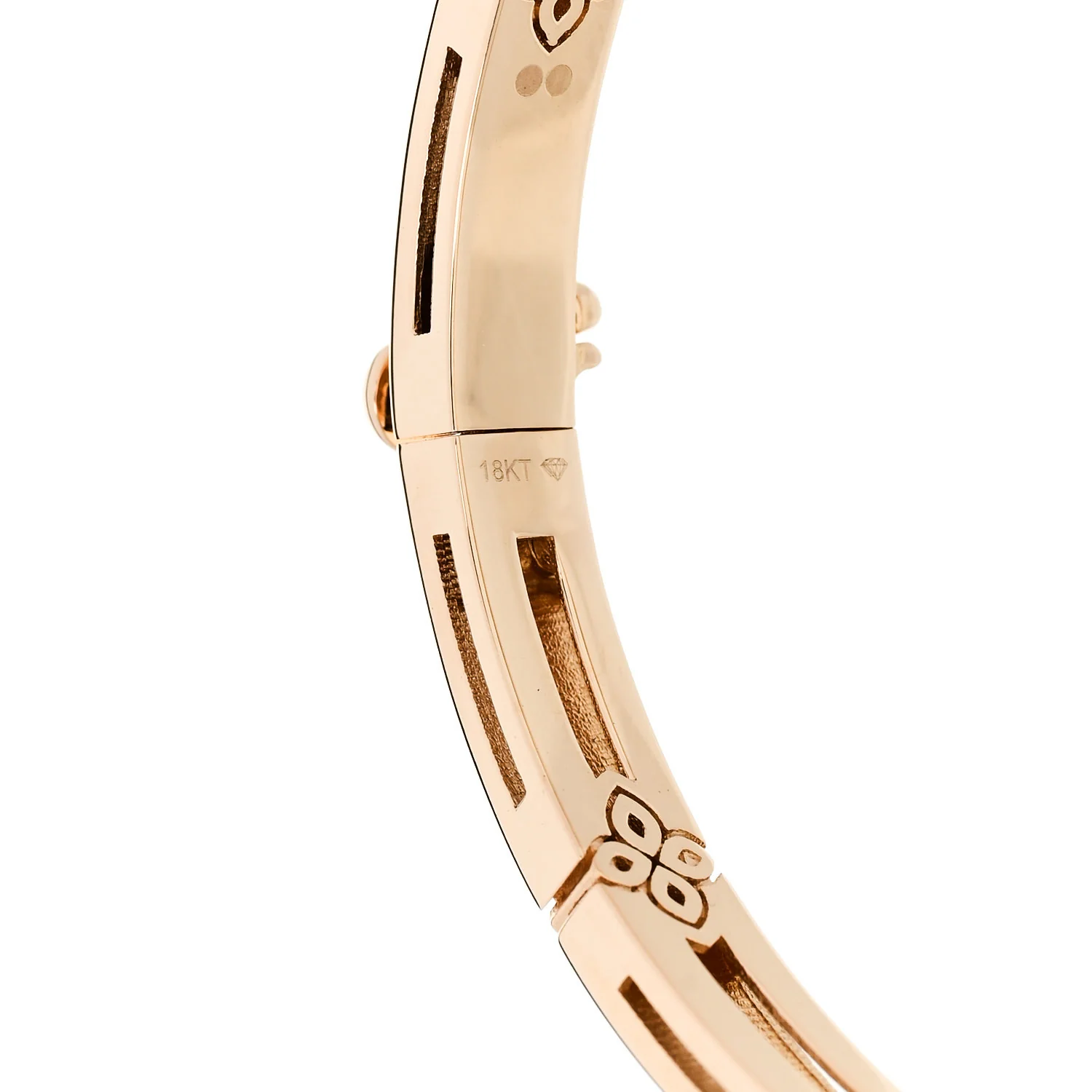 18K Rose Gold Diamond Enamel Love in Verona Bangle Bracelet White - Image 4